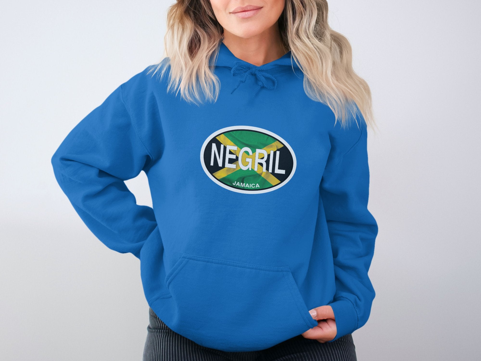 Negril  Oval Logo Vacation Travel Hoodie Gift Souvenir Sport Grey 
