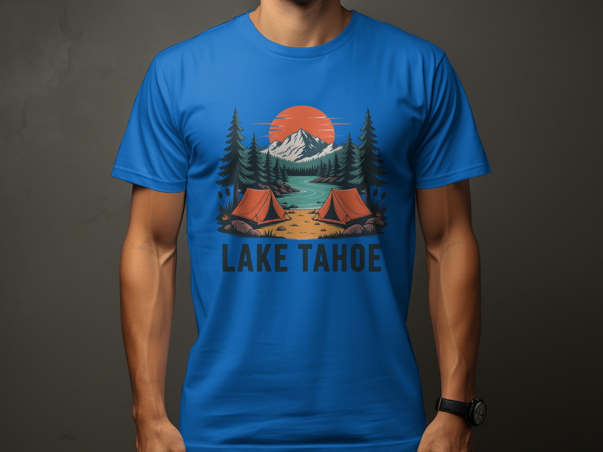 Lake Tahoe Campsite Scene Graphic T-shirt product
