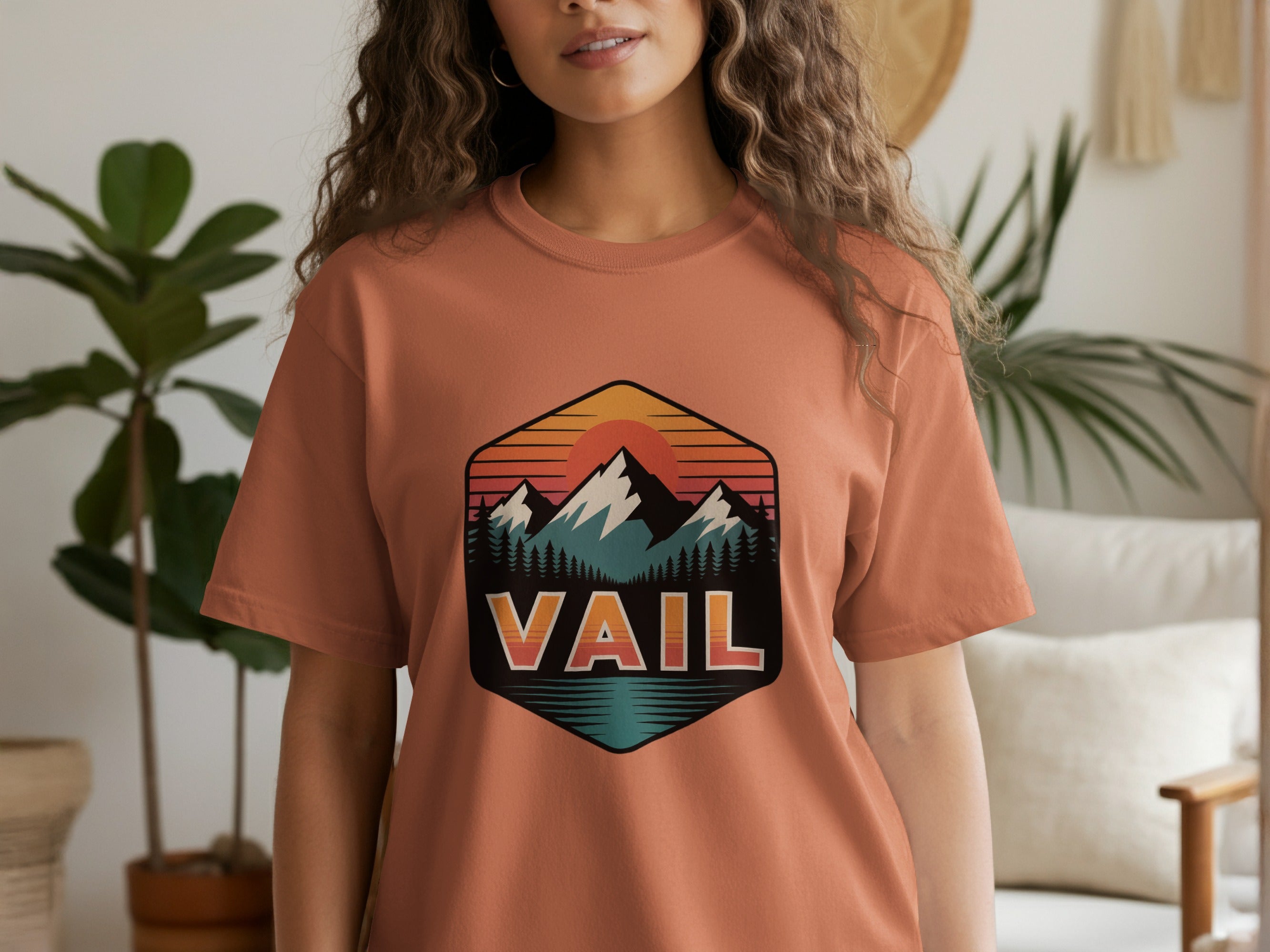Vintage Vail Sunset Graphic Mountains T-Shirt product