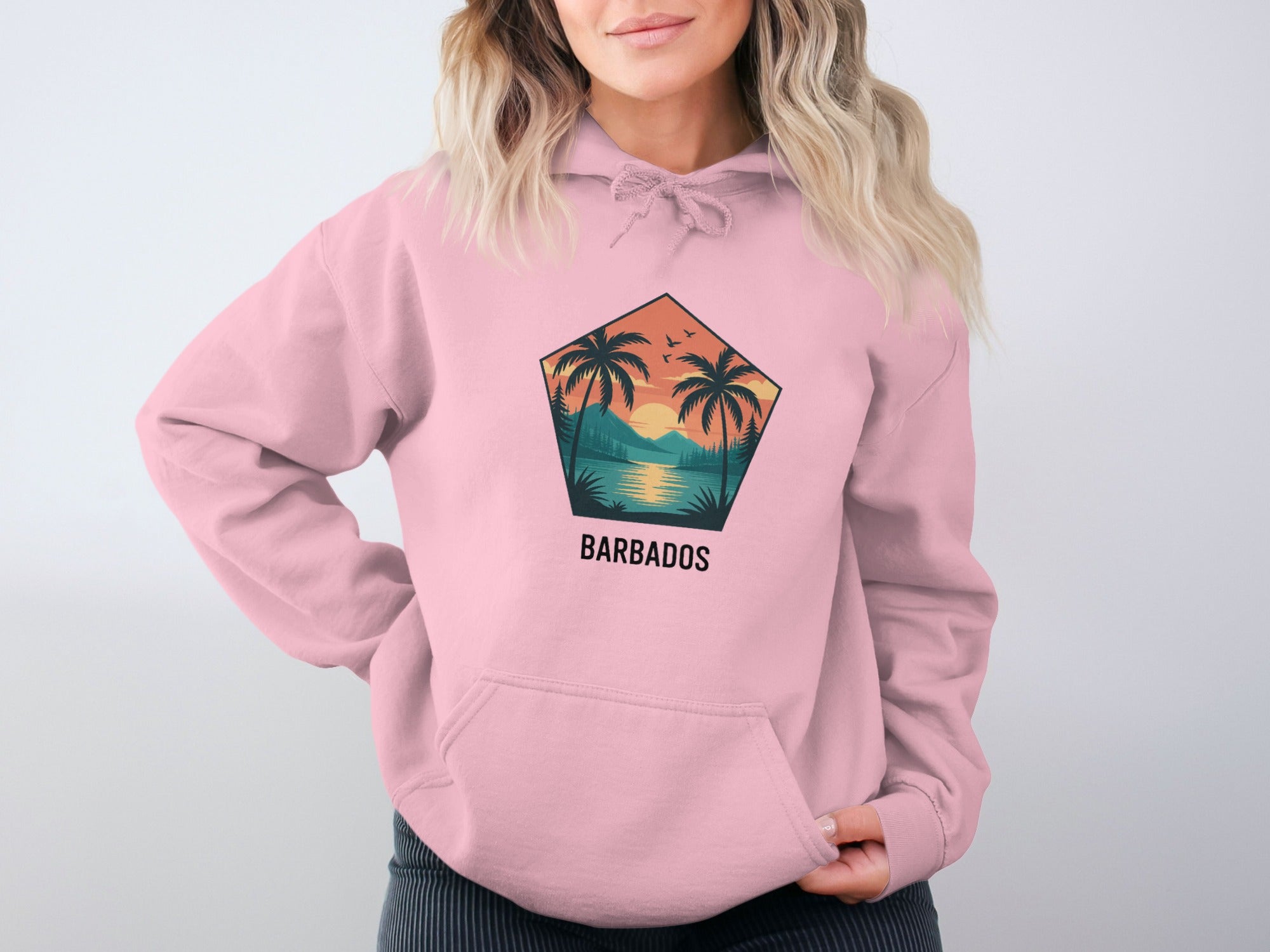 Barbados Sunset Palm Tree Print Hoodie product