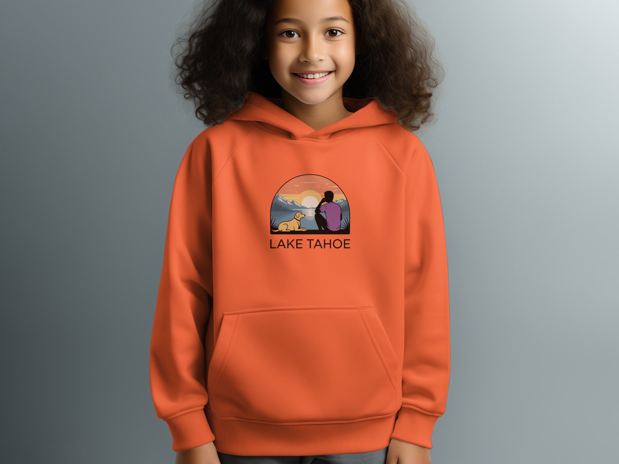 Lake Tahoe Sunset Graphic Hoodie for Kids