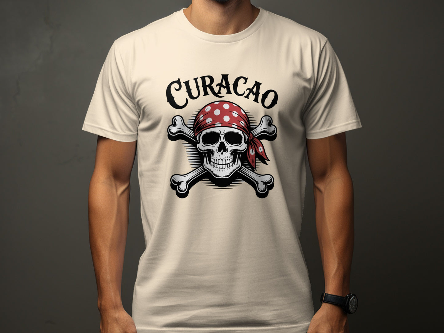 Curacao Skull and Crossbones Pirate Graphic T-Shirt