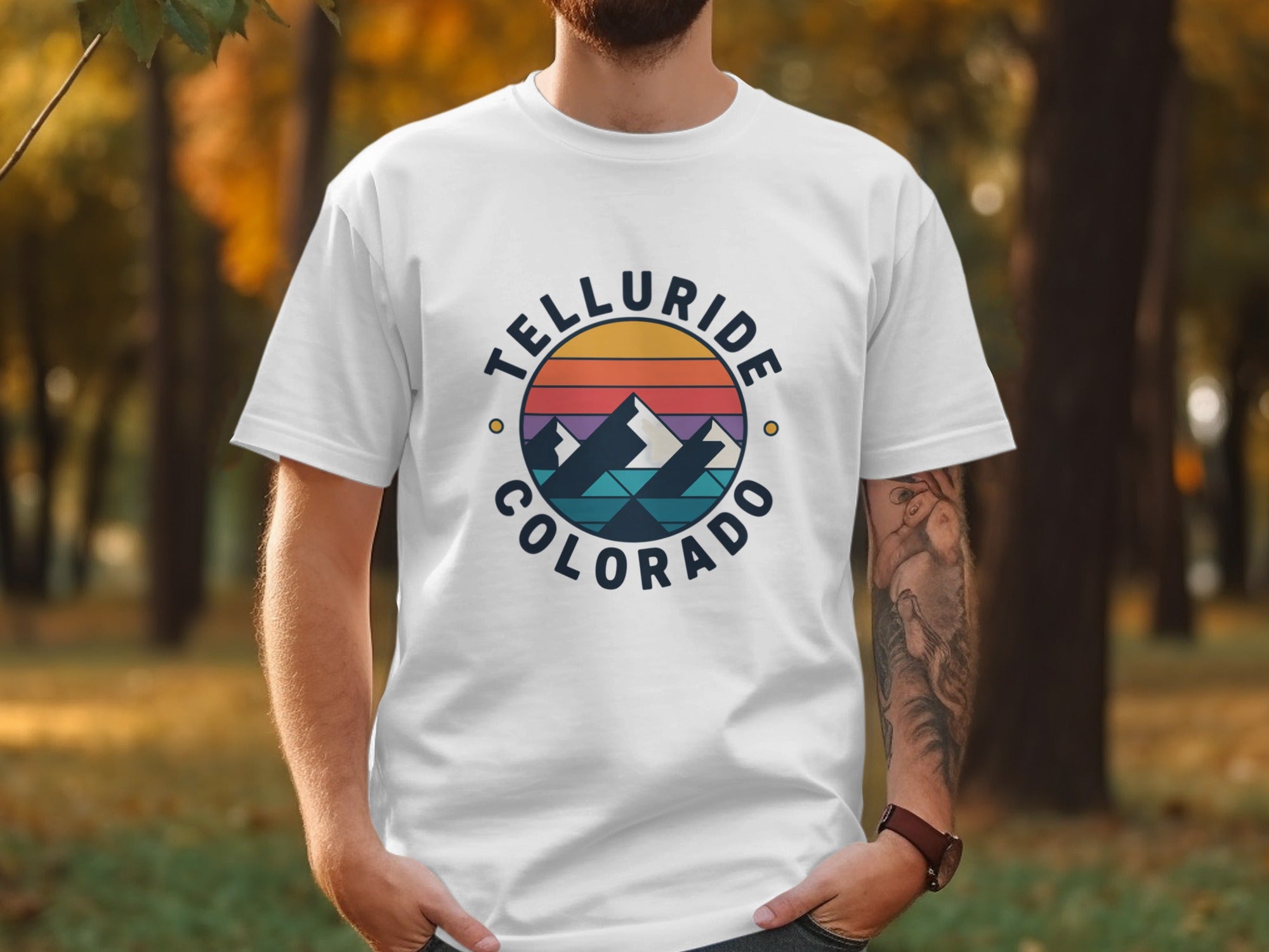 Telluride Colorado Tee with Vintage Mountain Design