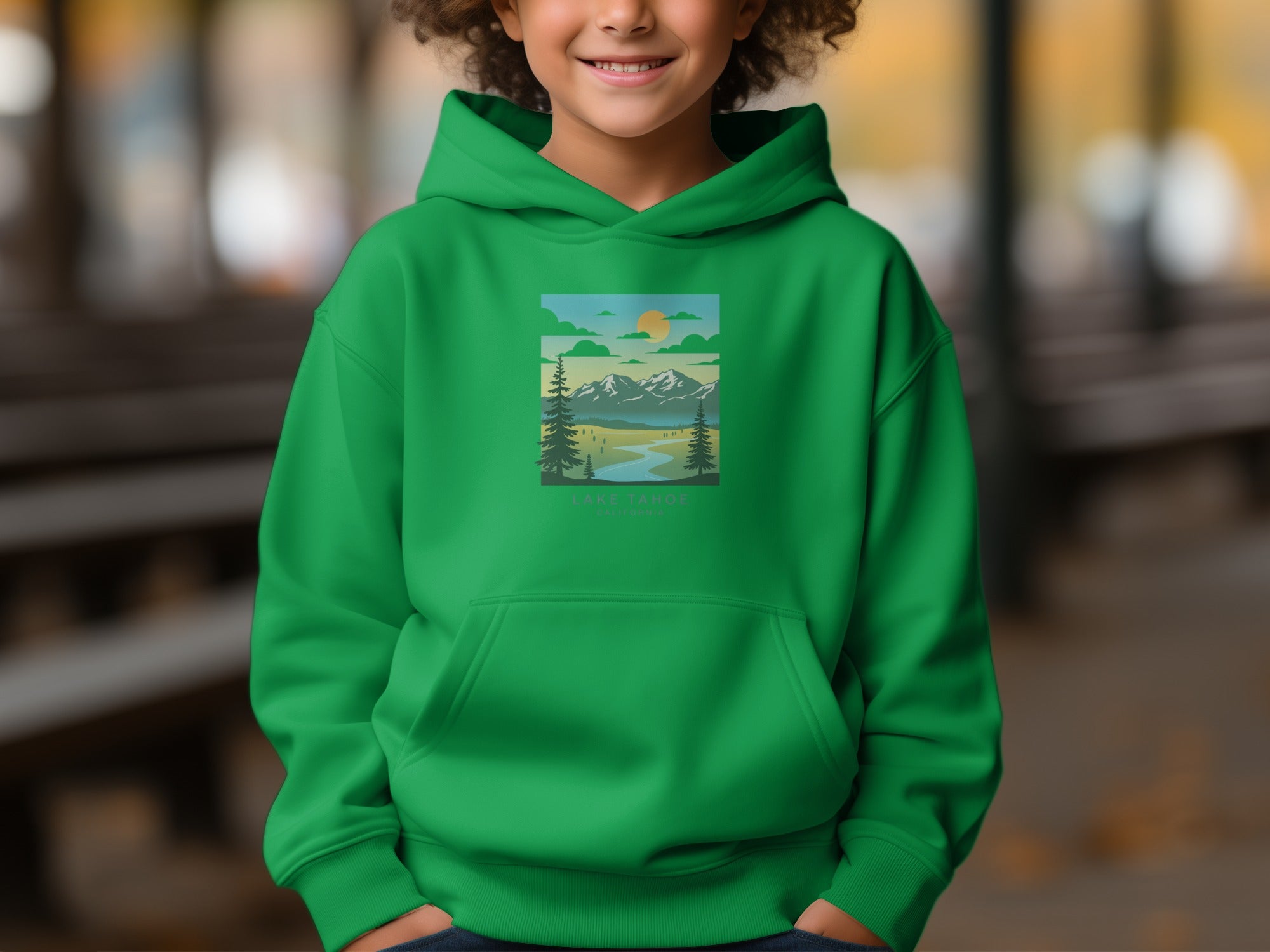 Lake Tahoe Graphic Green Hoodie for Casual Wear
