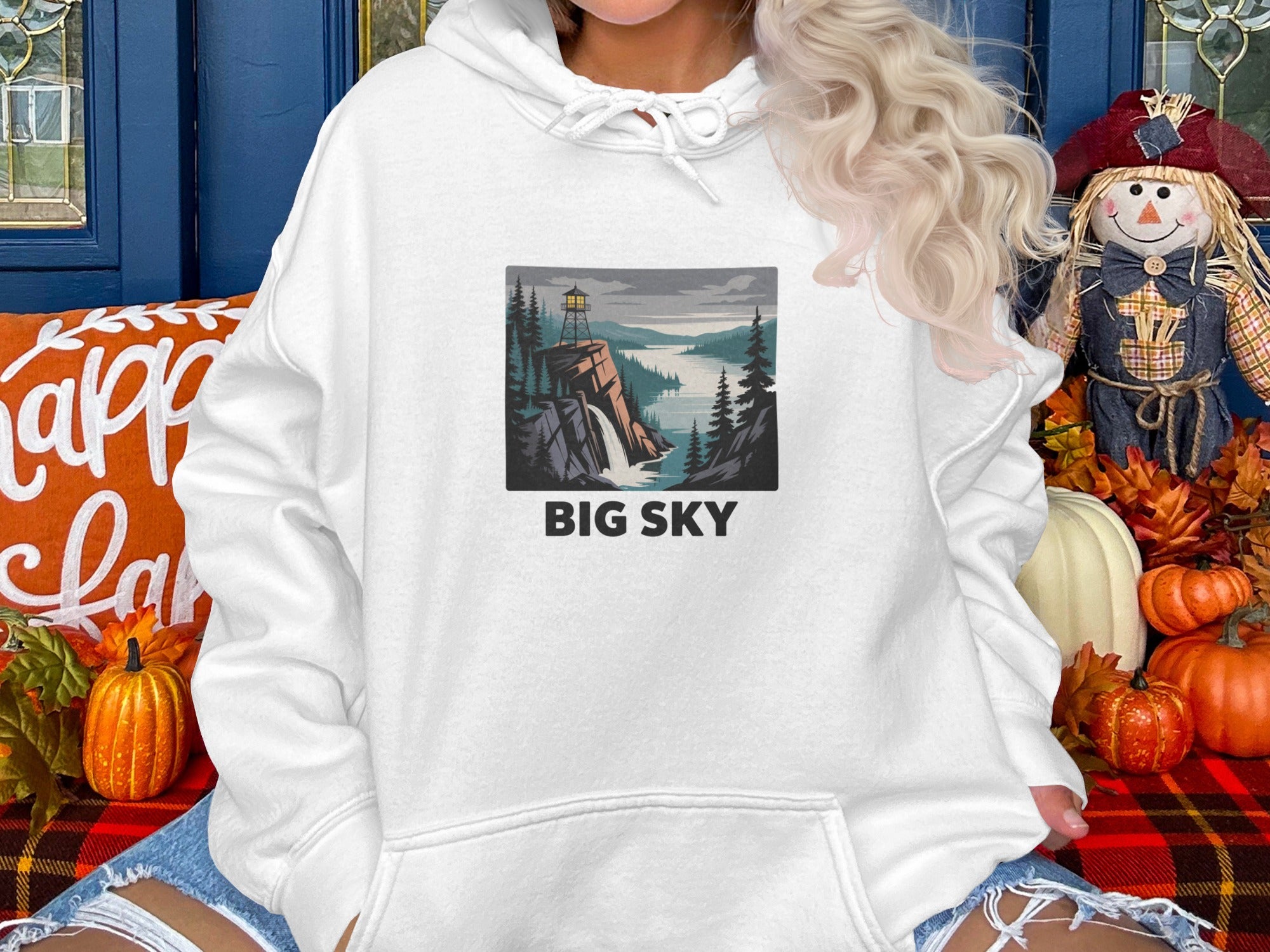 Big Sky Womens Hoodies Big Sky Watchtower Landscape Hoodies
