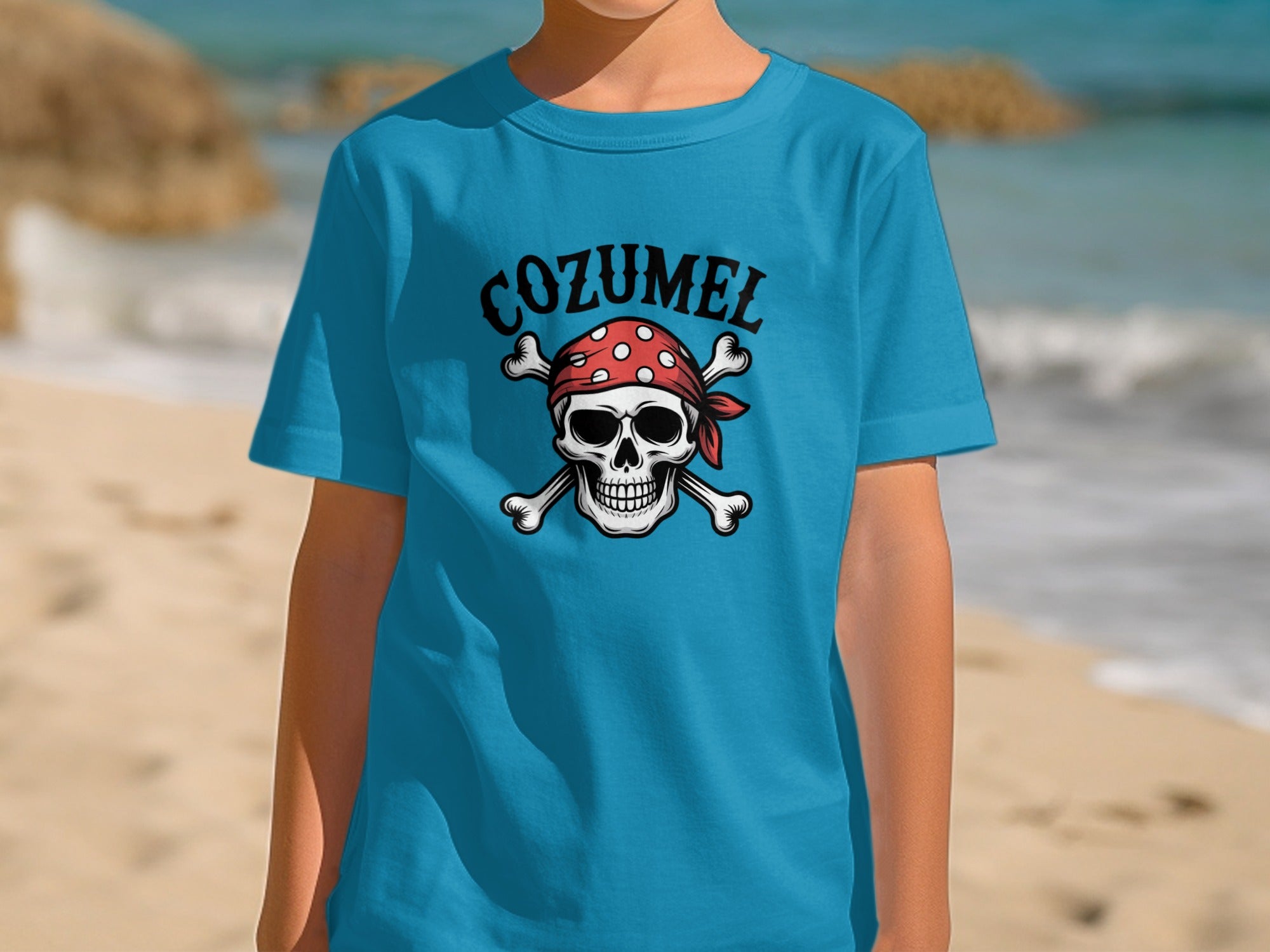 Cozumel Pirate Skull and Crossbones Beach T-shirt product type