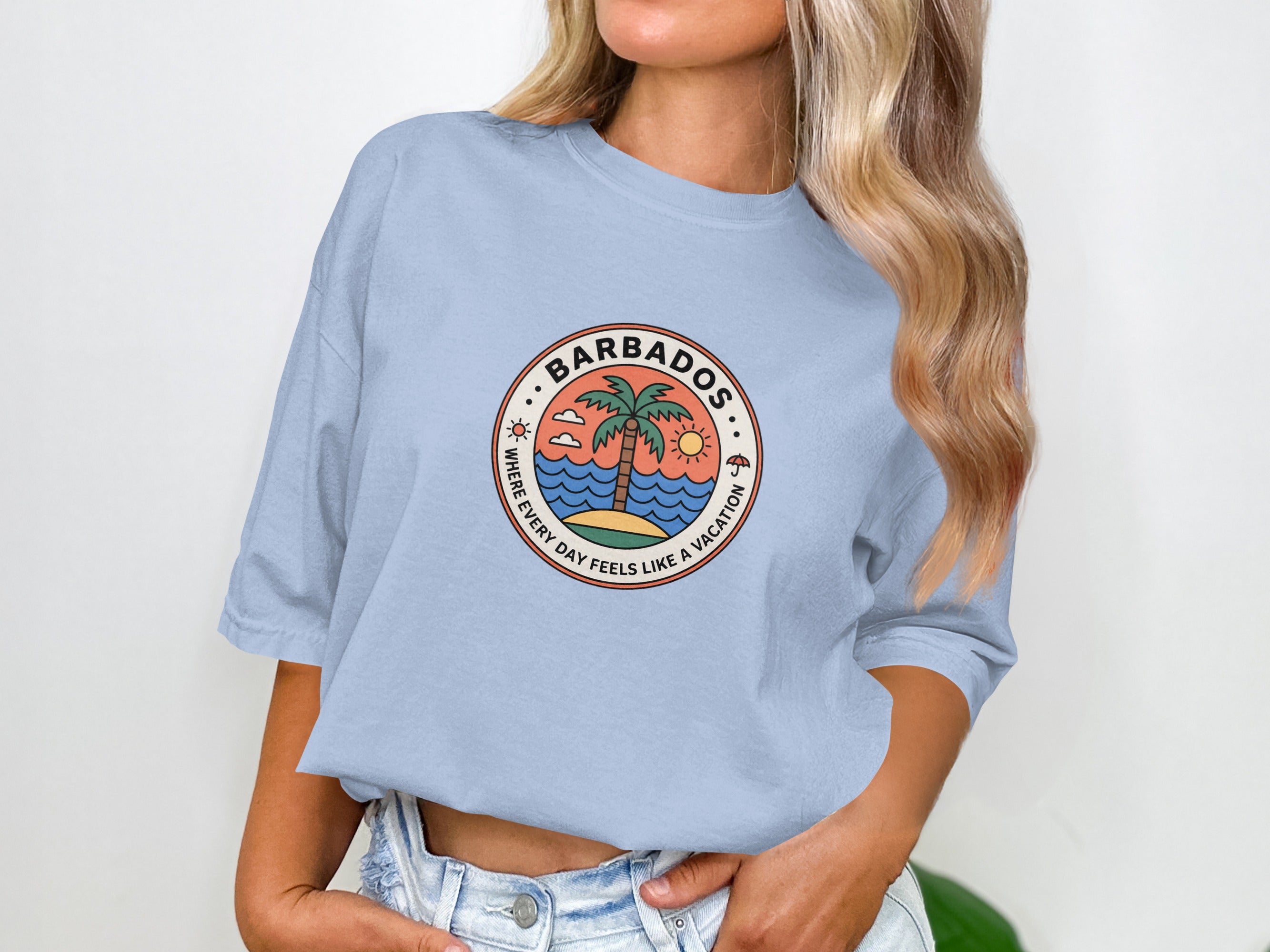 Barbados Graphic T-shirt with Island Palm Tree Design product type