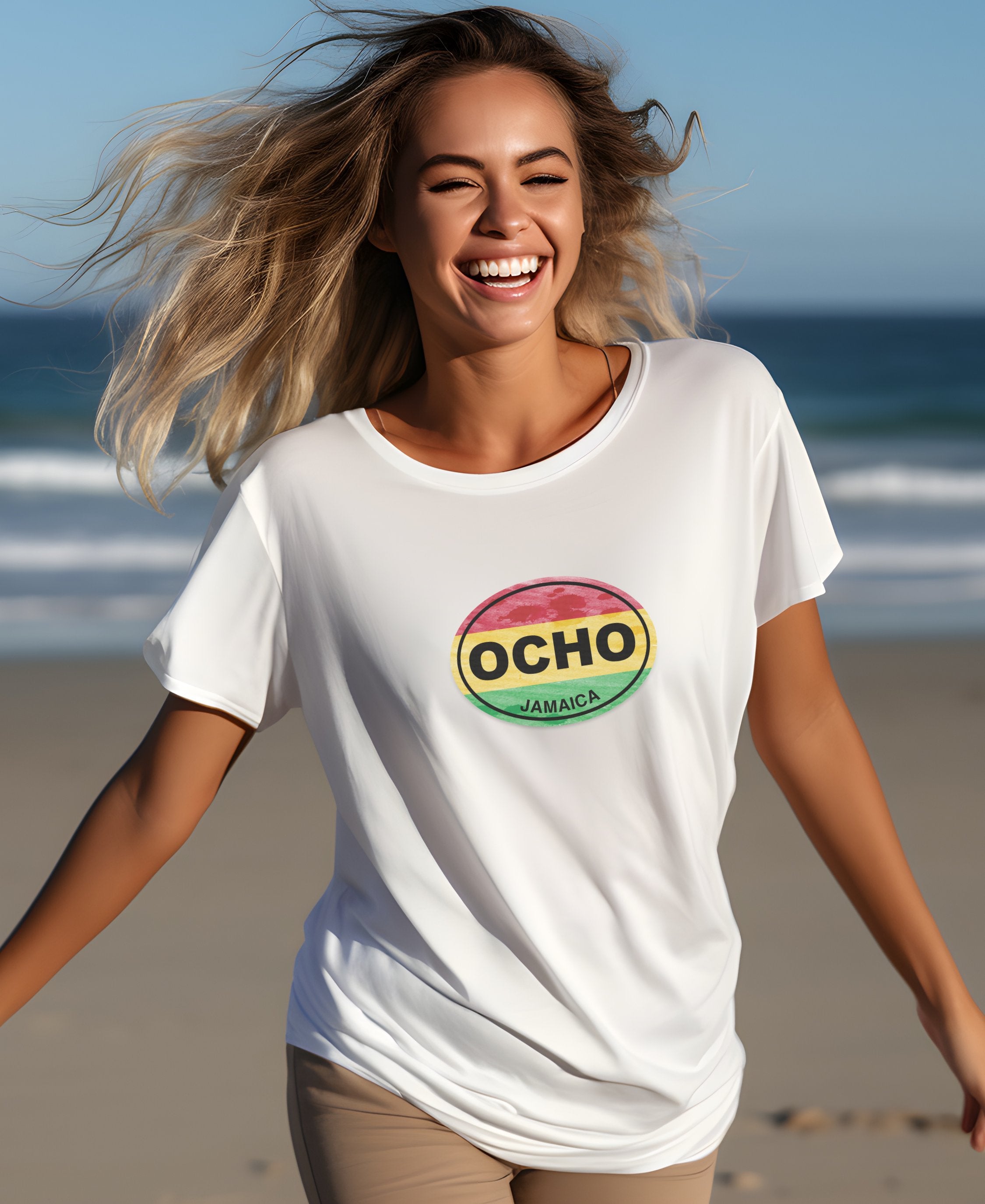 Ocho Rios waterfalls, Mystic Mountain, Jazz Fest womens t-shirt