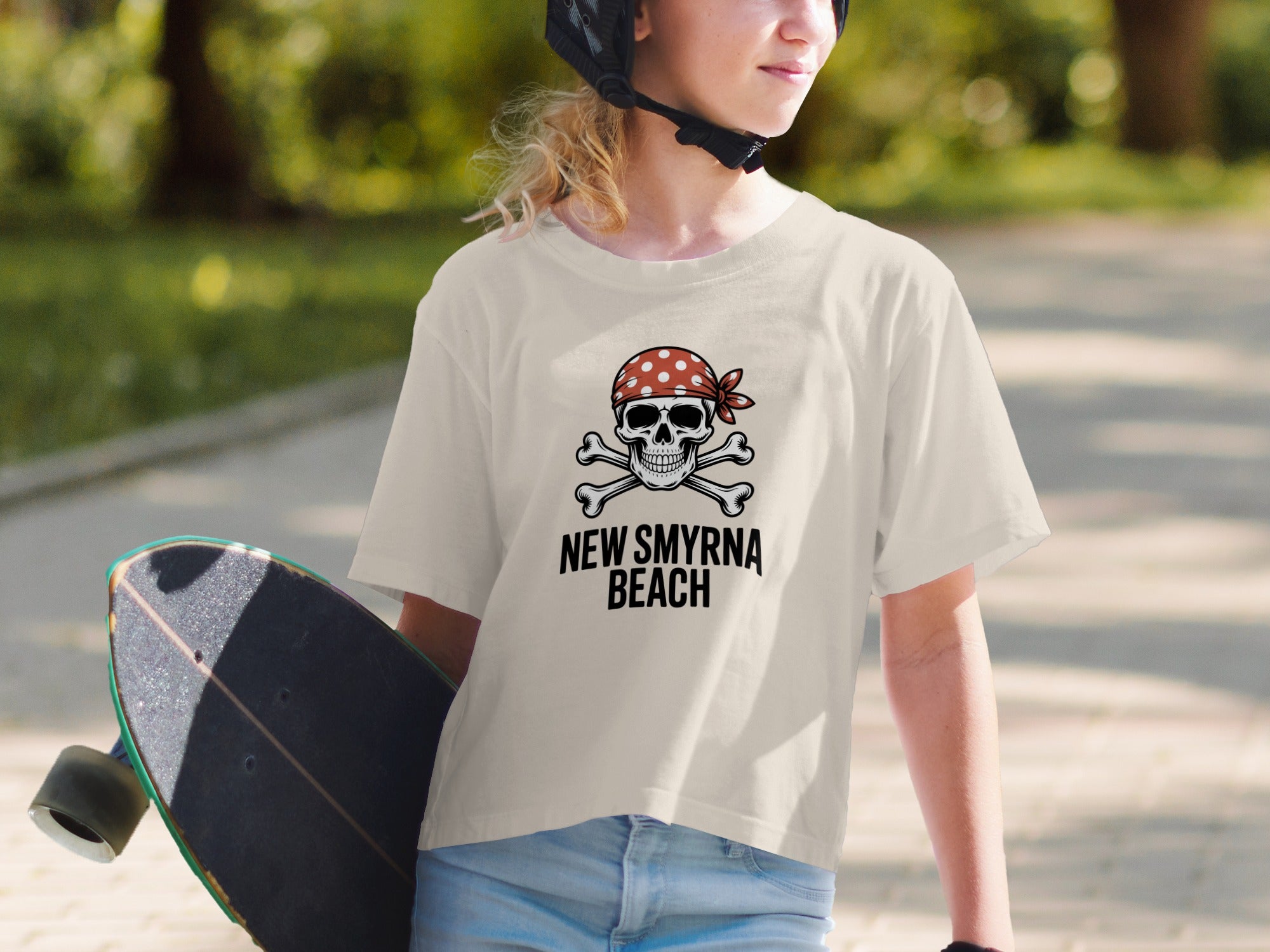 New Smyrna Beach Skull with Bandana T-Shirt product type