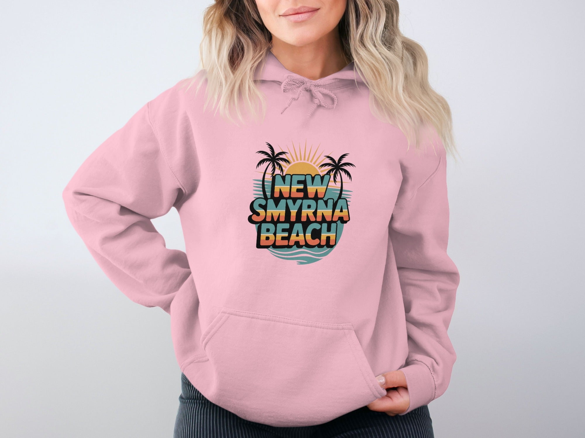 New Smyrna Beach Hoodie with Palm Trees Graphic product type