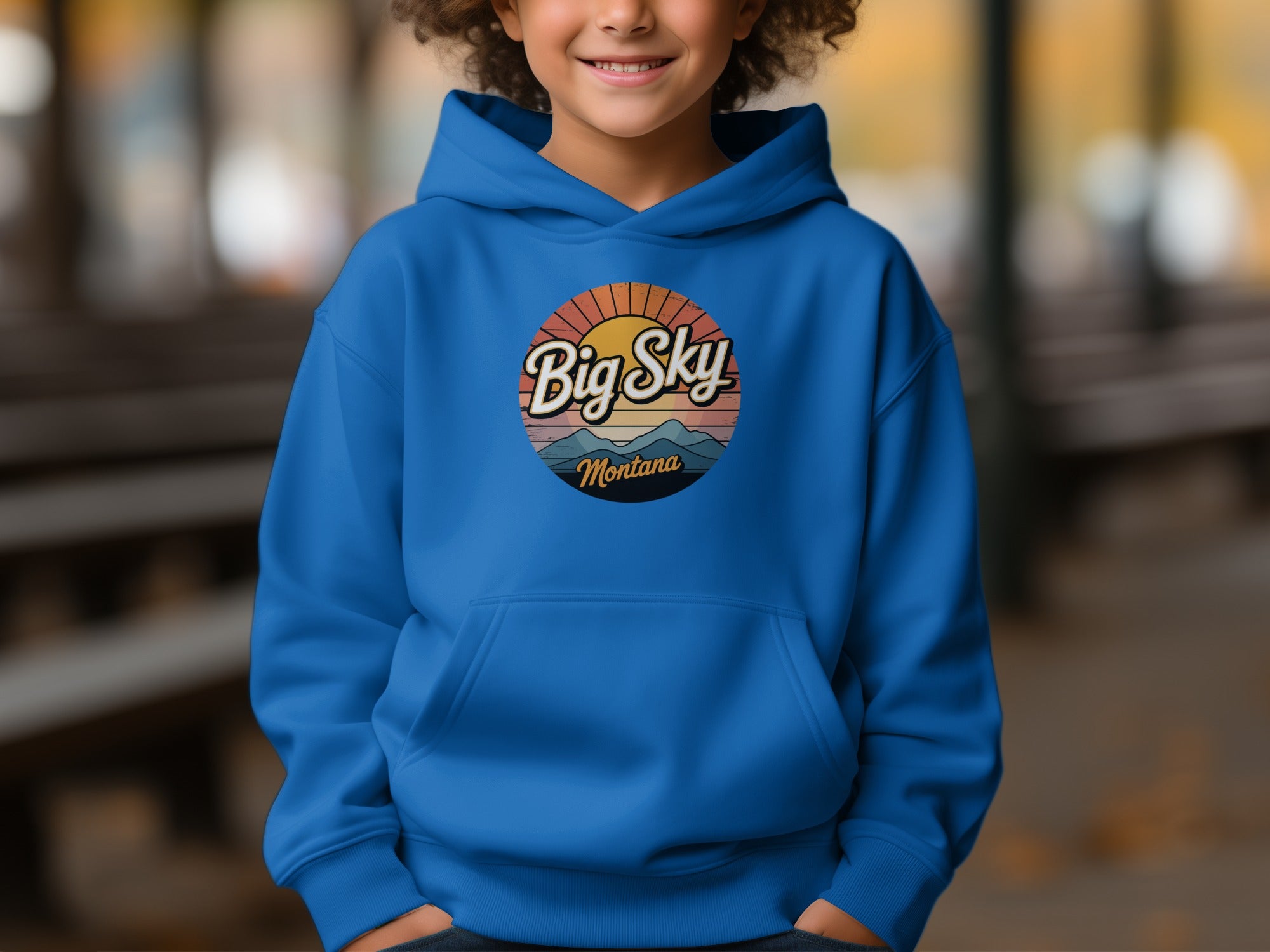 Big Sky Montana Retro Style Hoodie Kids Apparel