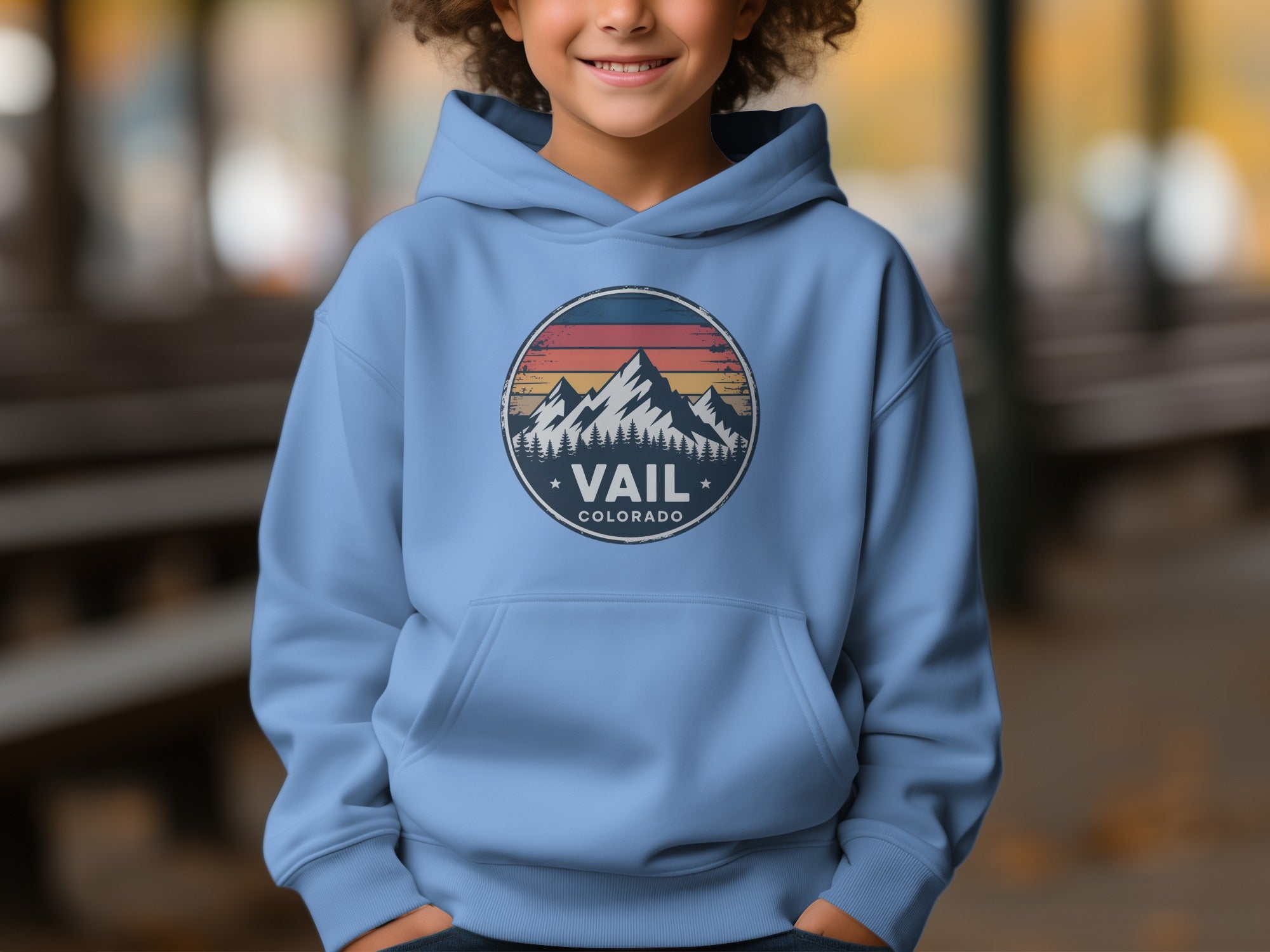 Vail Colorado Hoodie with Mountain Graphic Design