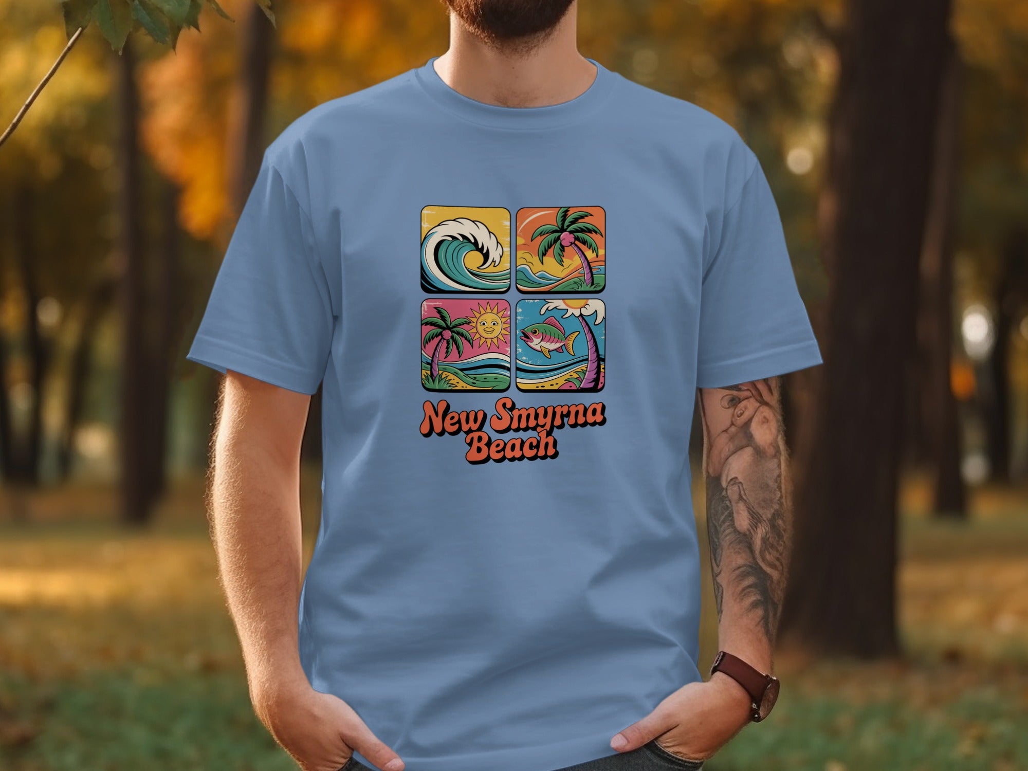 New Smyrna Beach Surfing Themed Graphic T Shirt Product