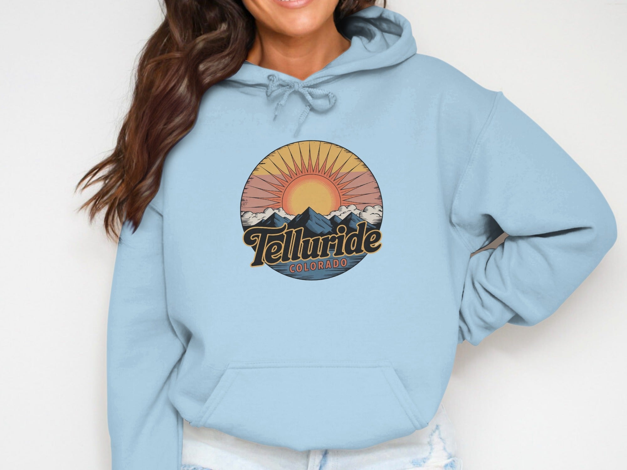 Telluride Womens Hoodies Telluride Colorado Mountain Sunset Hoodie