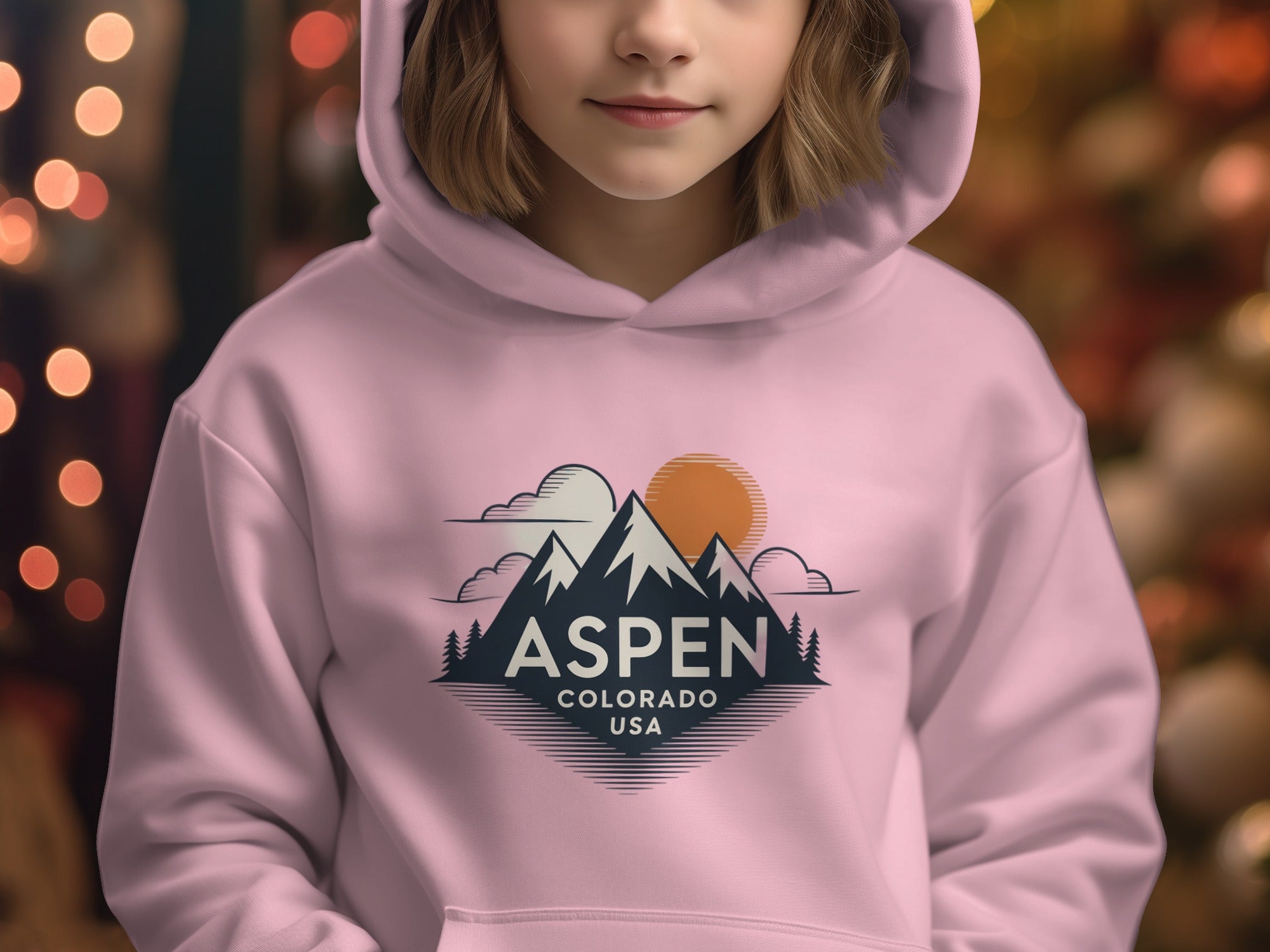 Aspen Colorado USA Hoodie with Mountain Design