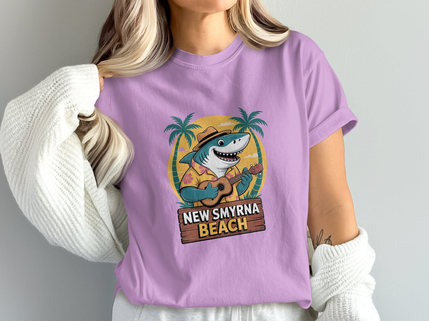 New Smyrna Beach Funny Shark Graphic T-Shirt product type