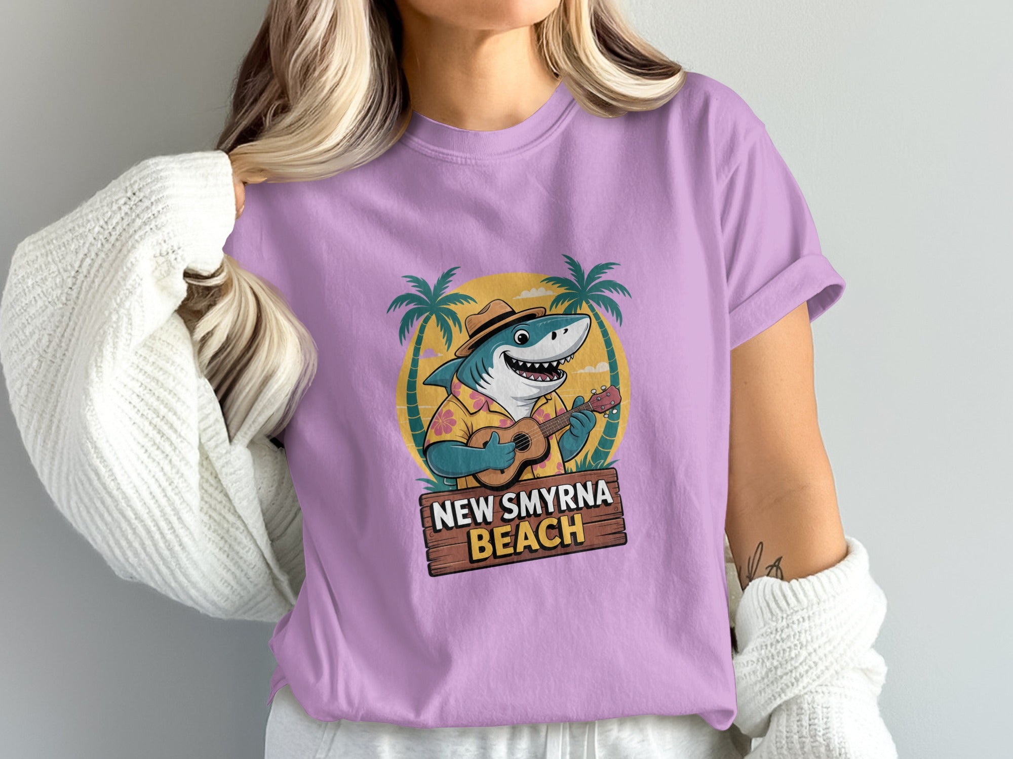 New Smyrna Beach Funny Shark Graphic T-Shirt product type