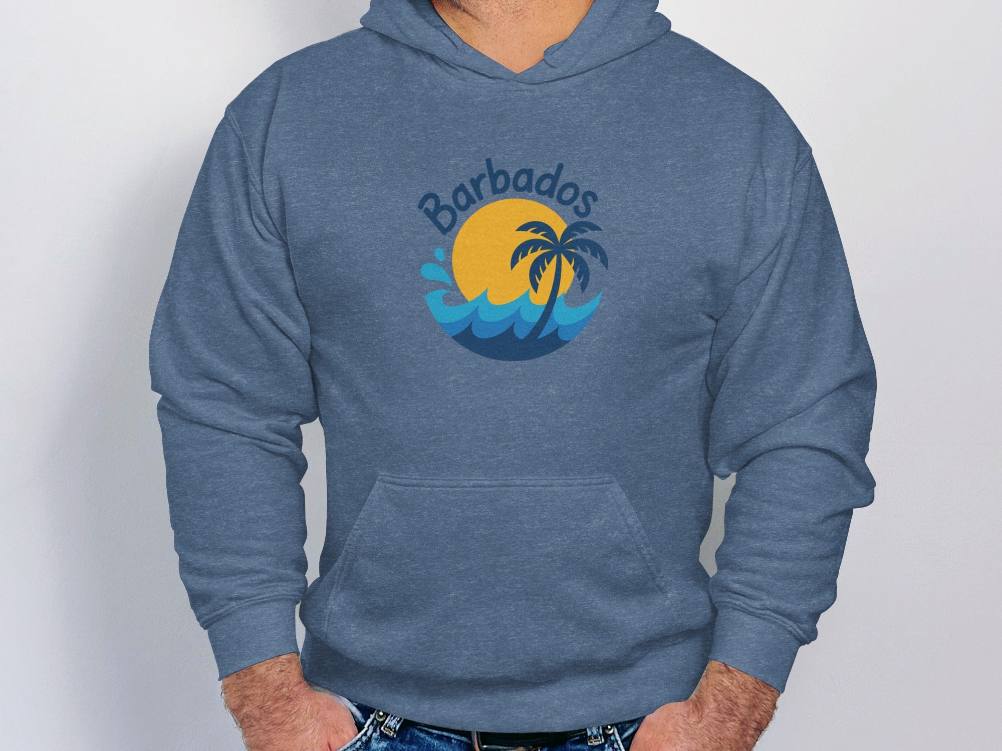 Barbados Retro Sun and Palm Trees Hoodie product