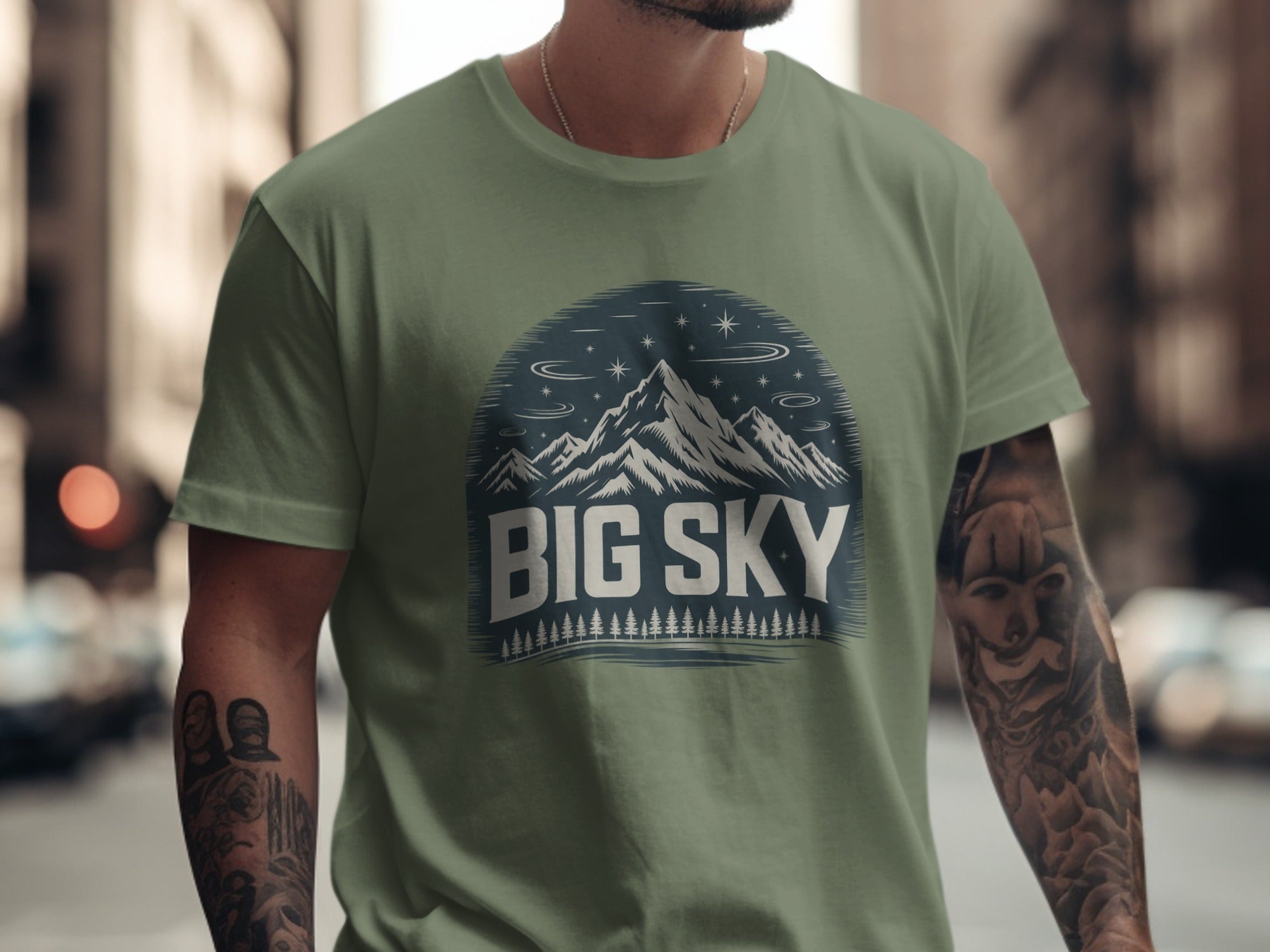 Big Sky Mountain Design Graphic T-shirt