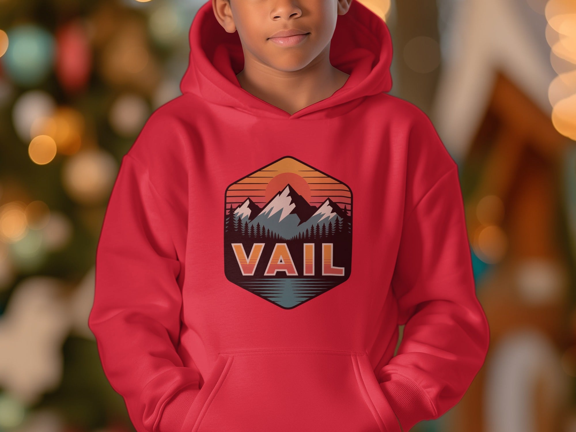 Vail Mountain Sunset Print Hooded Sweatshirt product