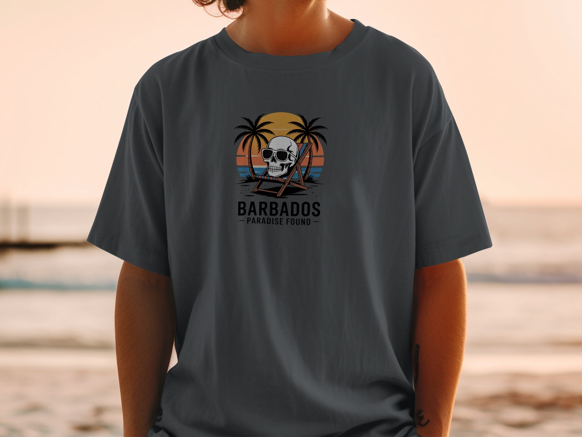 Barbados Paradise Found Skull Palm Tree T-Shirt product