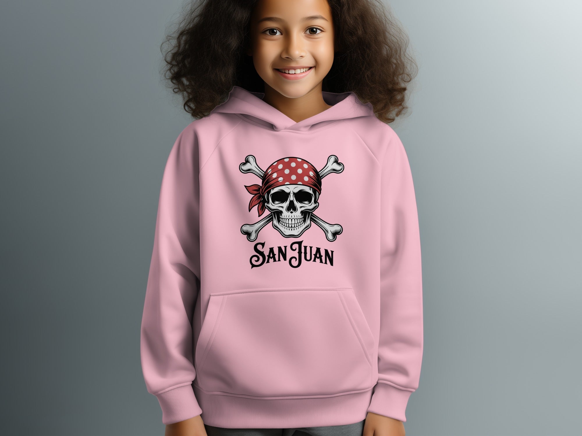 San Juan Pirate Skull Design Pink Hoodie product