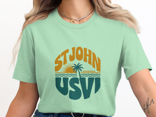 St John USVI Graphic Tee with Tropical Design product type