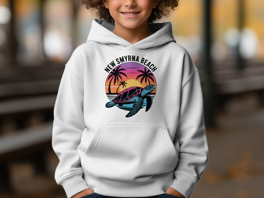 New Smyrna Beach Turtle Sunset Kids Hoodie product
