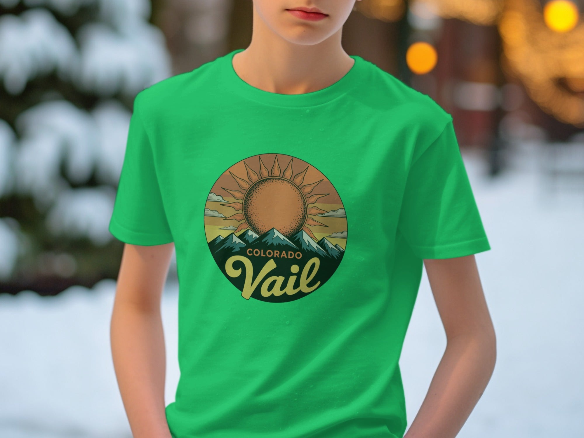 Colorado Vail Mountain Sun Design T-shirt product