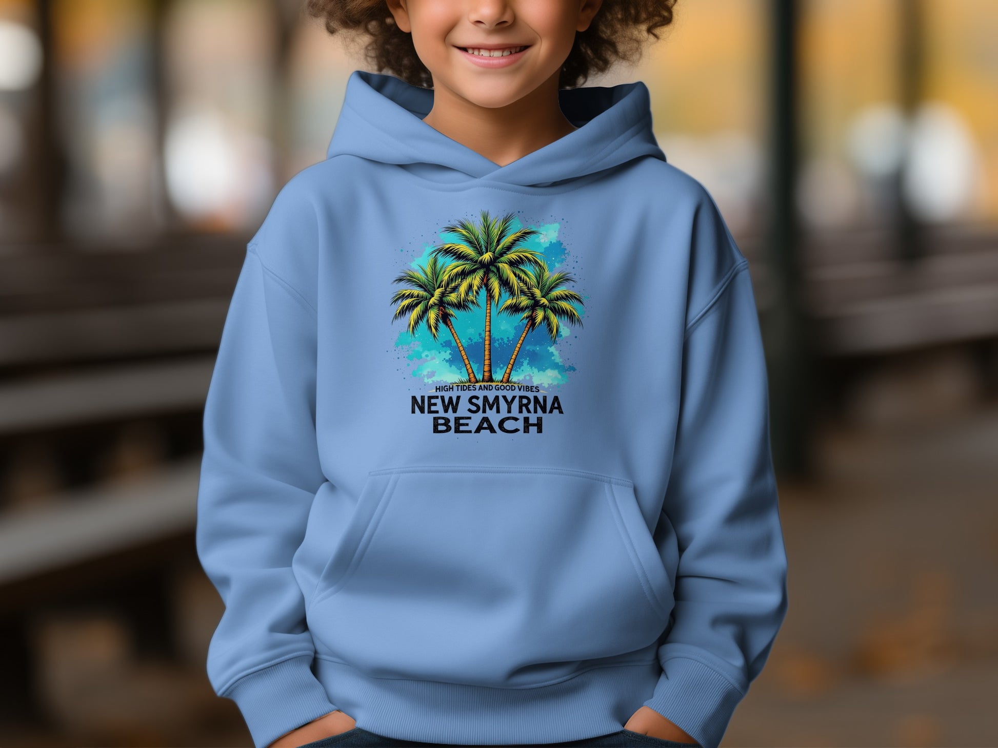 New Smyrna Beach Hoodie with Palm Trees design product