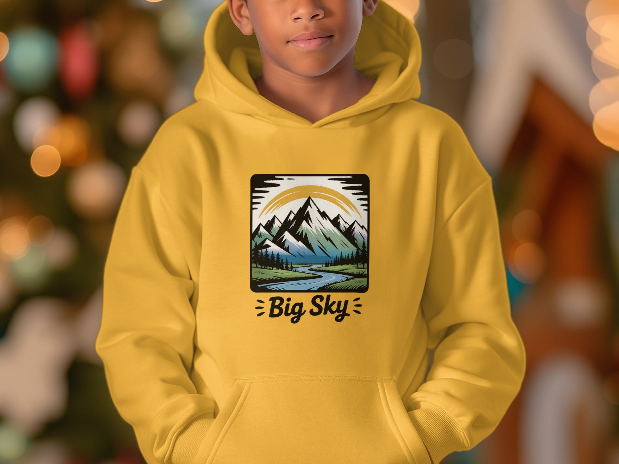 Big Sky Mountain Scene Pullover Hoodie