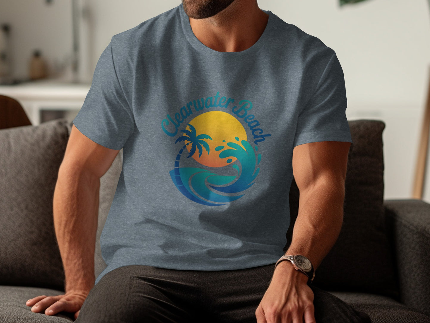 Clearwater Beach Sunset Palm Waves Graphic T-Shirt product