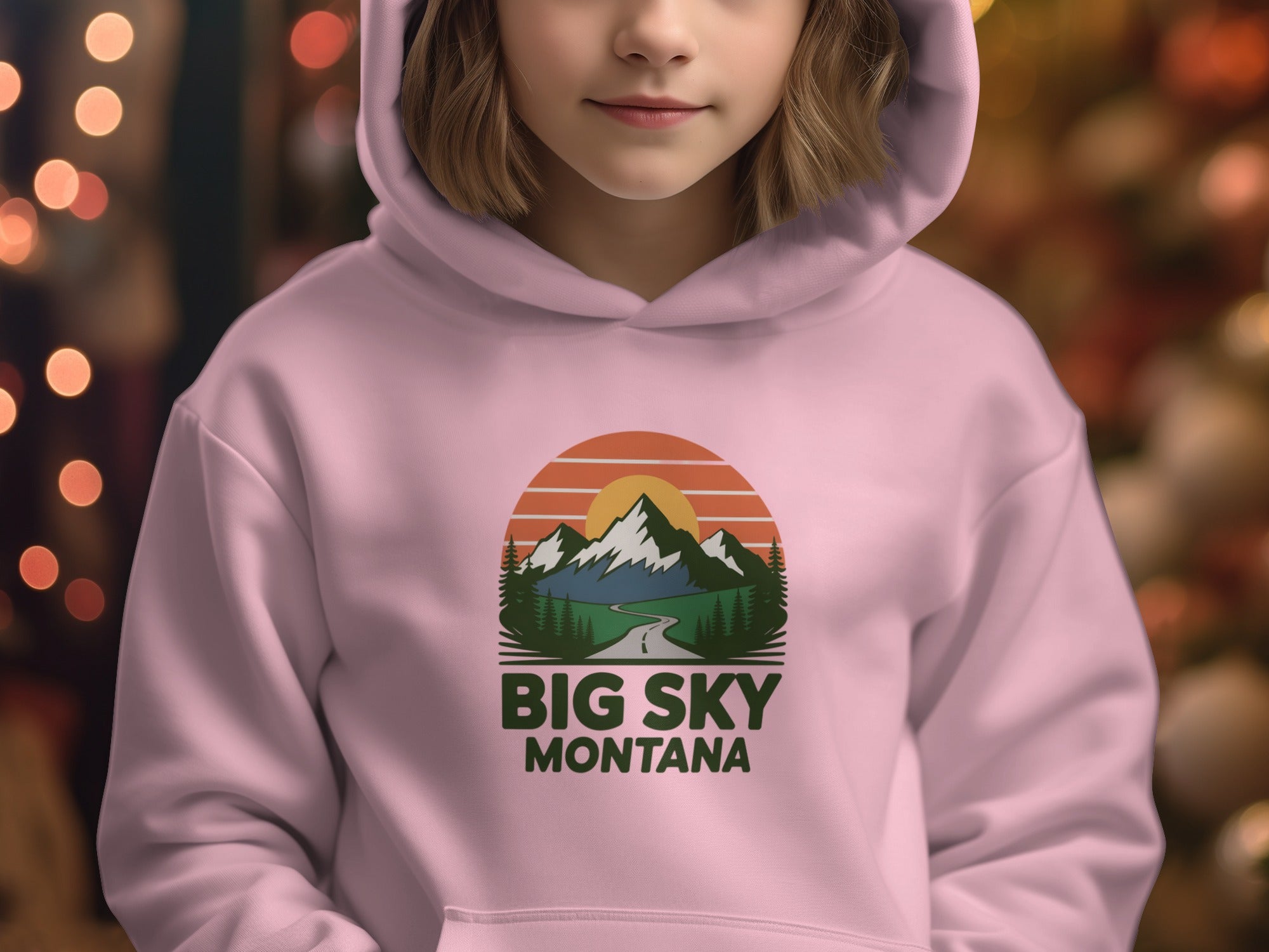 Big Sky Montana Hoodie with Scenic Mountain Design