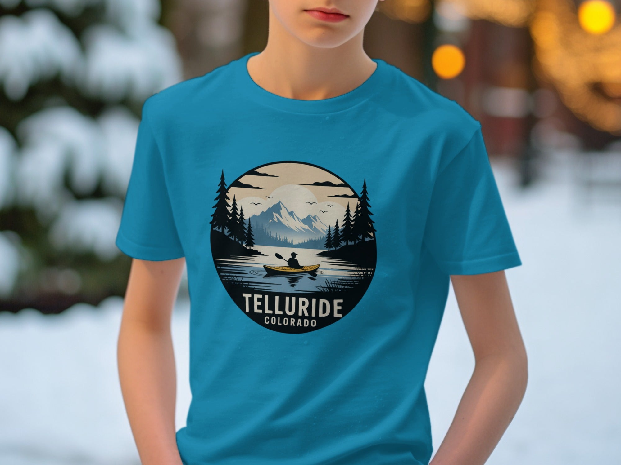 Telluride Colorado Kayaking Scenic Graphic T-Shirt