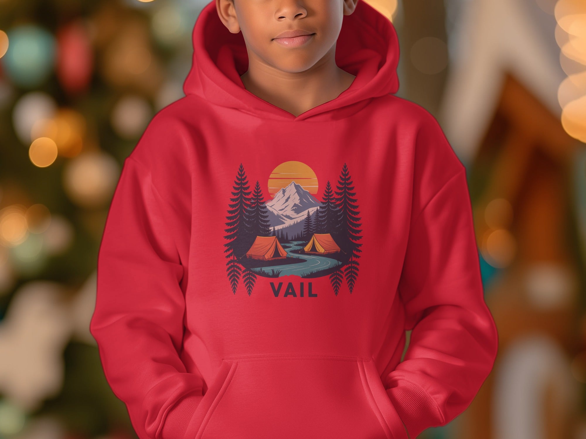 Scenic Mountain Camping Design Youth Hoodie product