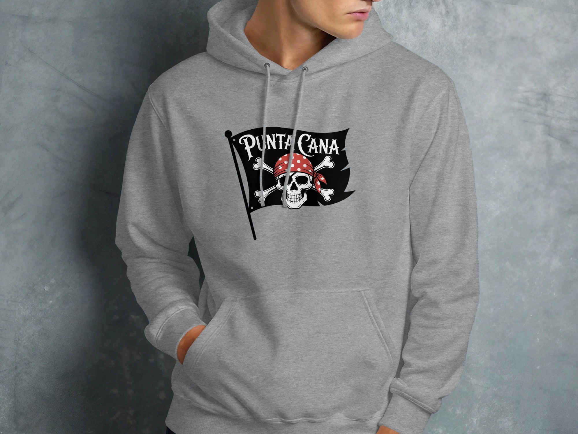 Punta Cana Pirate Skull Grey Hoodie product type