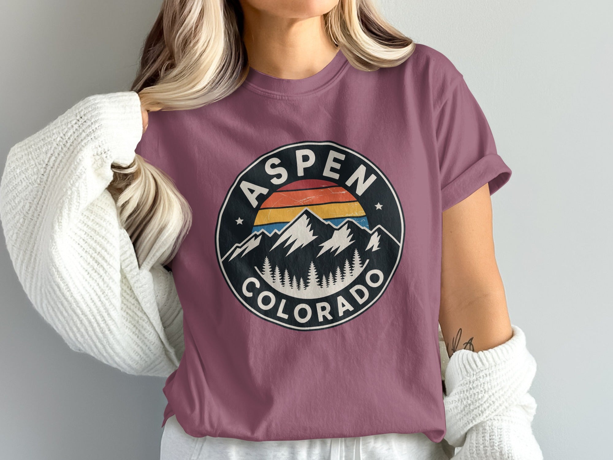 Aspen Colorado Sunset Mountain Graphic T-Shirt product