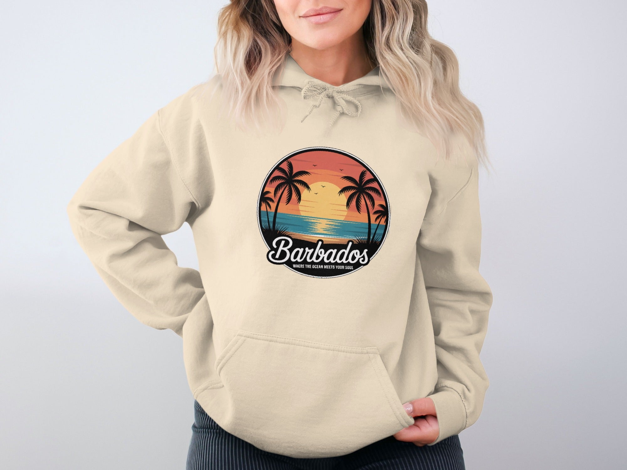 Barbados Sunset Hoodie with Palm Trees Graphic product