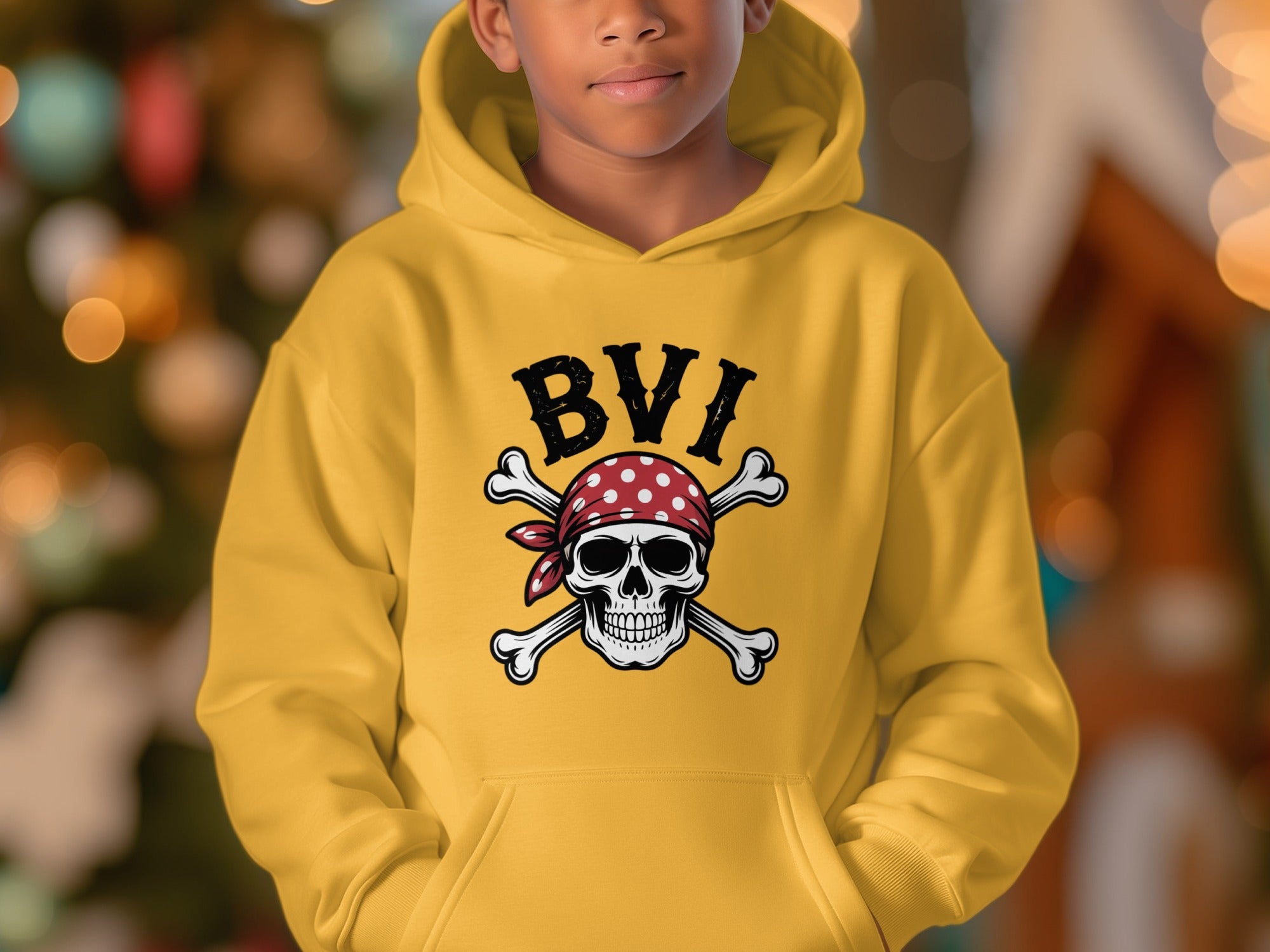 BVI Pirate Skull with Crossbones Yellow Hoodie product