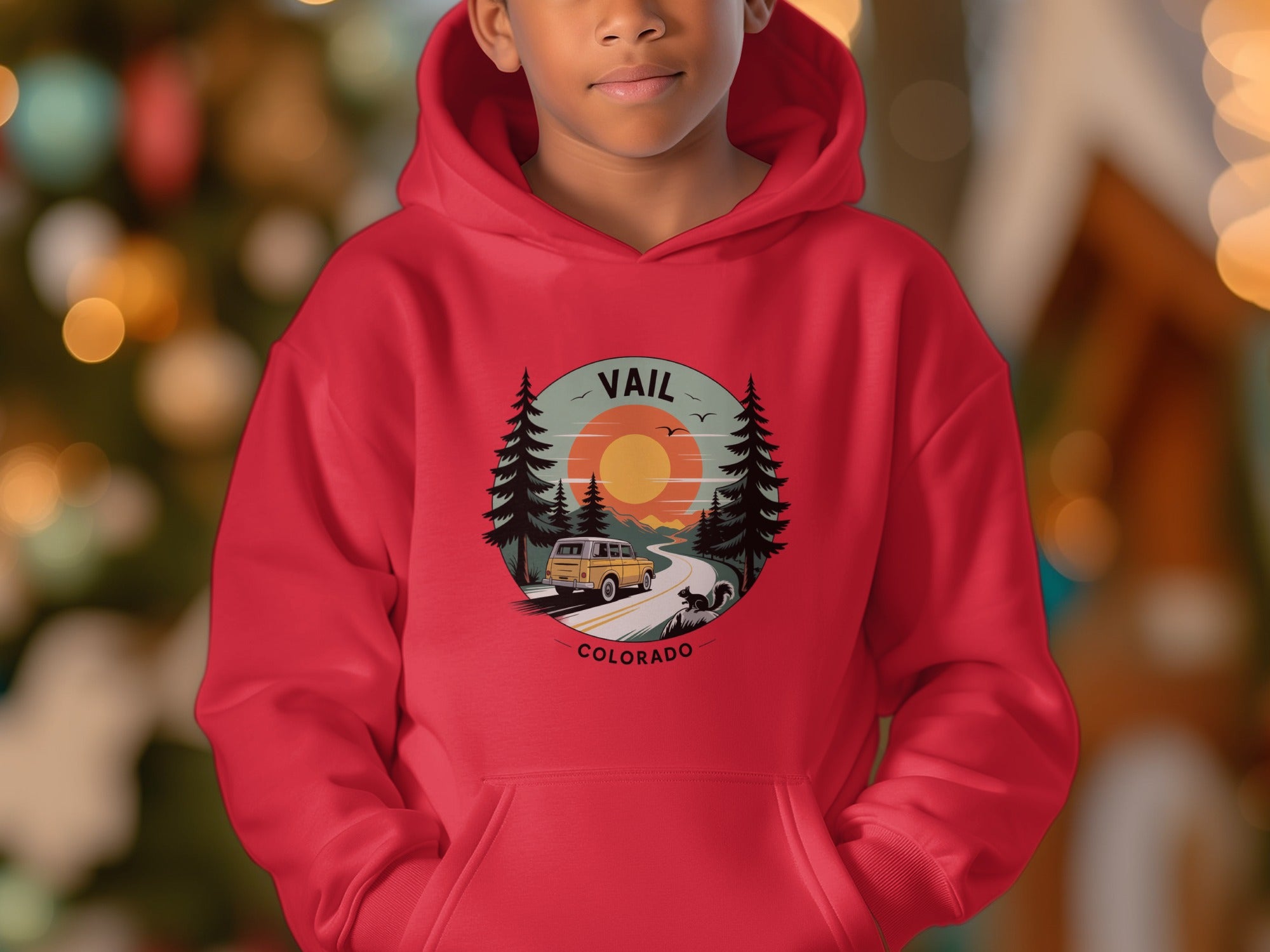 Vail Colorado Graphic Red Hooded Sweatshirt product