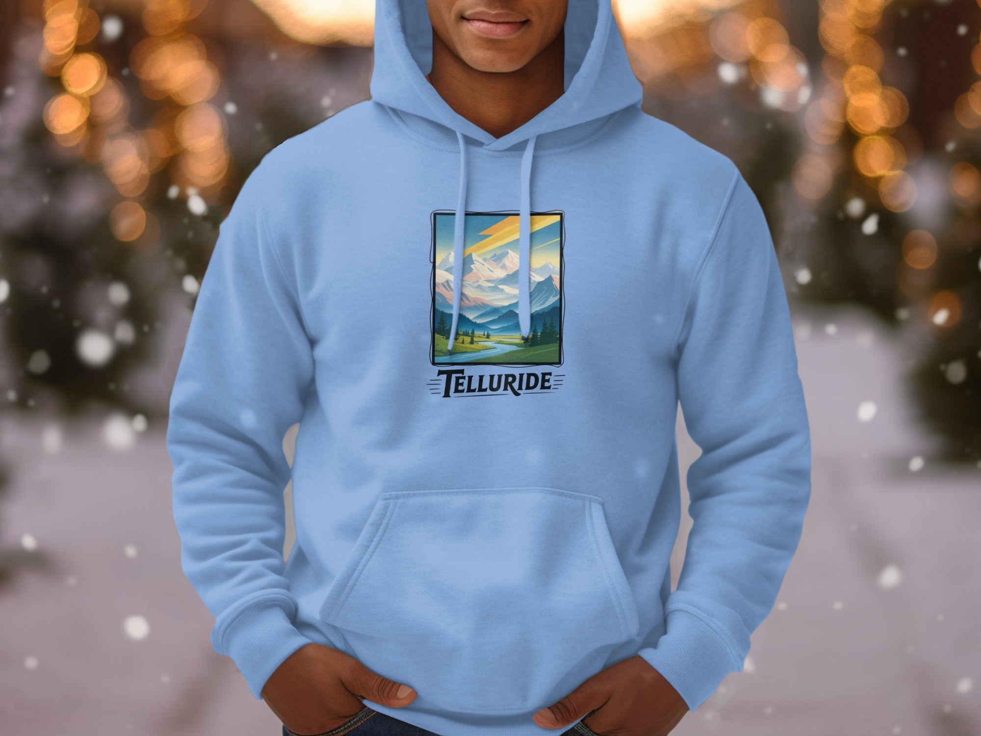 Telluride Mens Hoodies Colorado Mountain Landscape Design Hoodie