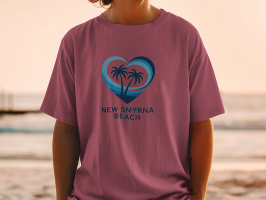 New Smyrna Beach Heart Palm Trees Graphic T-shirt product type