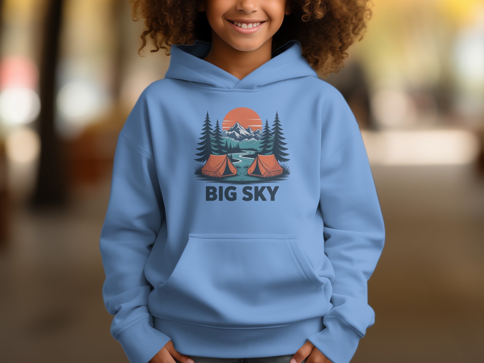Big Sky Camping Scene Printed Kids Hoodie product