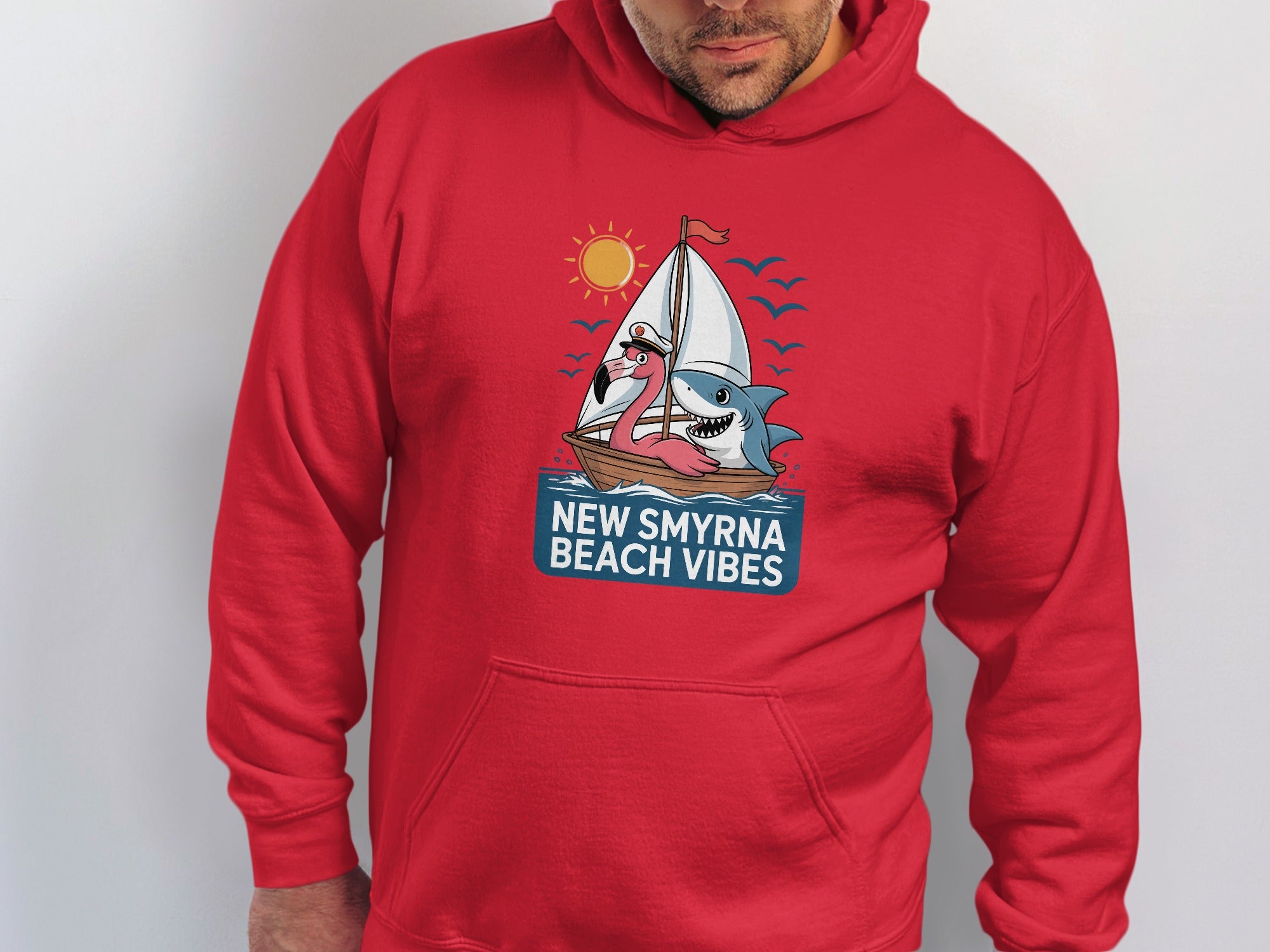 New Smyrna Beach Vibes Red Hoodie Vibrant Casual product