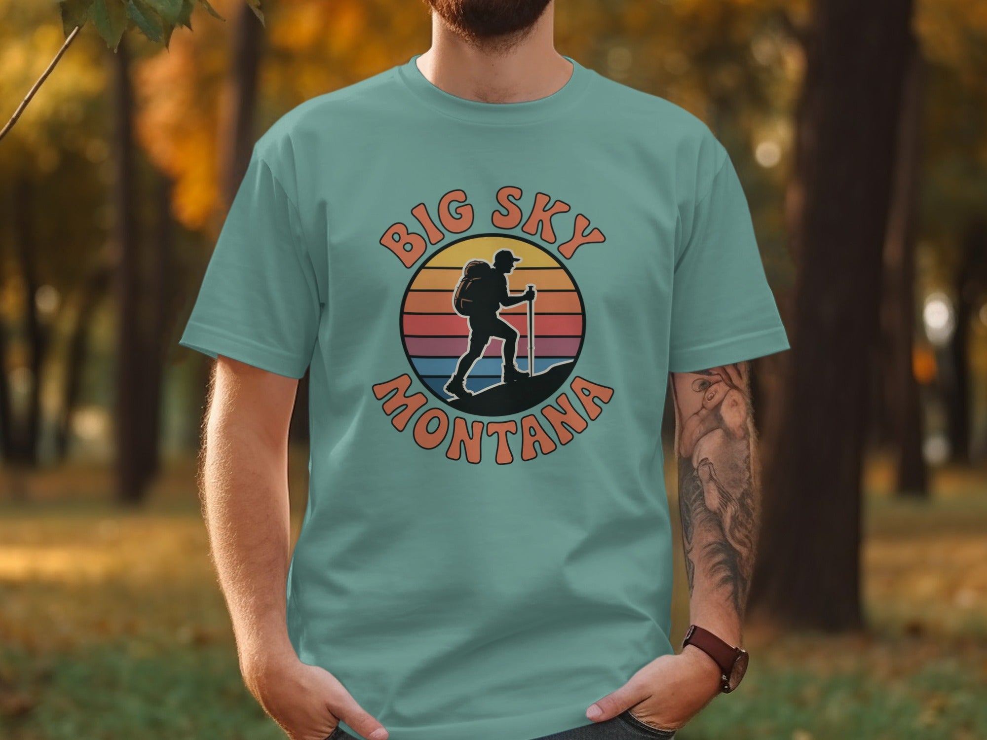 Big Sky Montana Sunset Outdoor Adventure Tshirt
