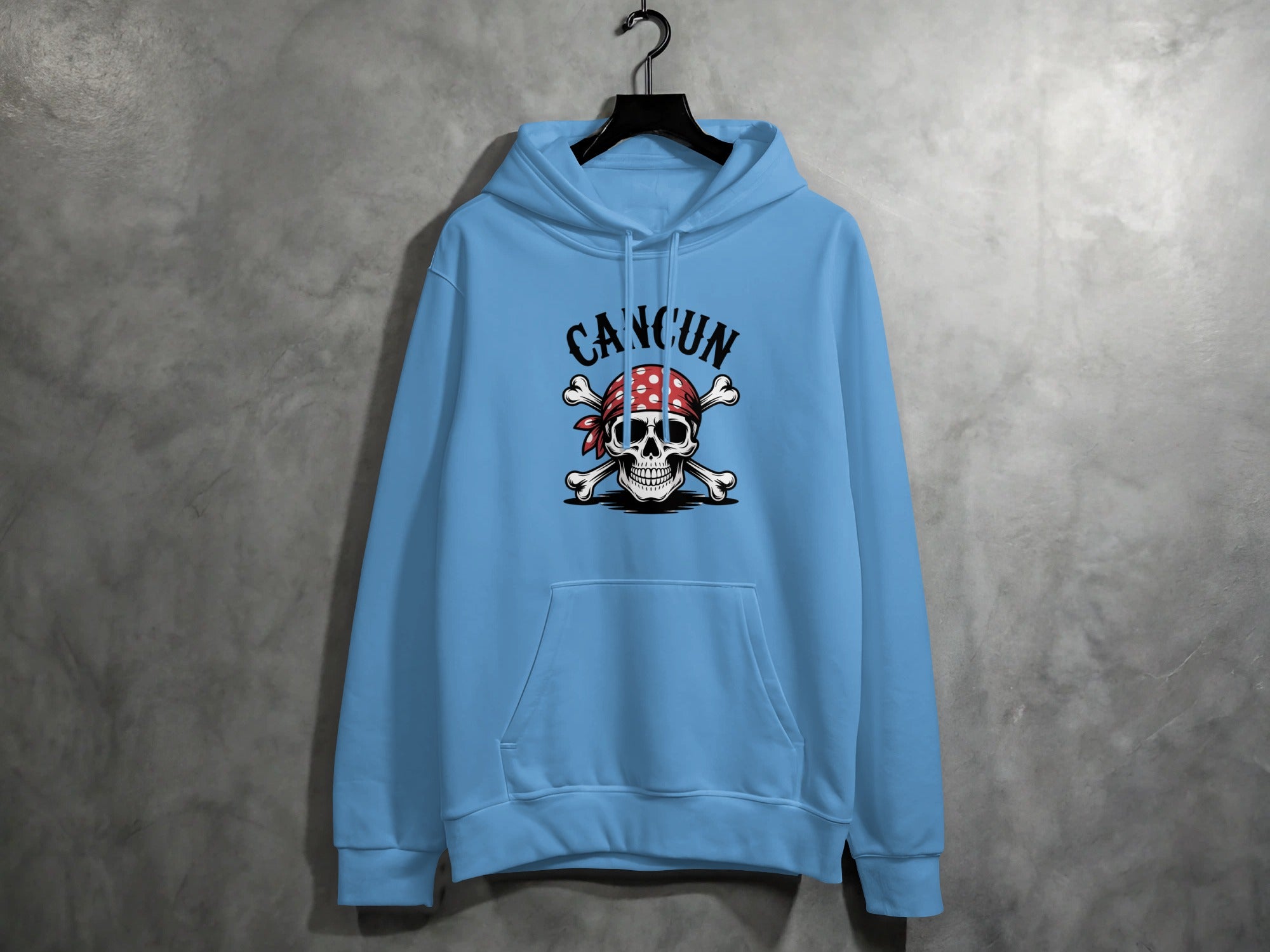 Cancun Skull and Crossbones Light Blue Hoodie product