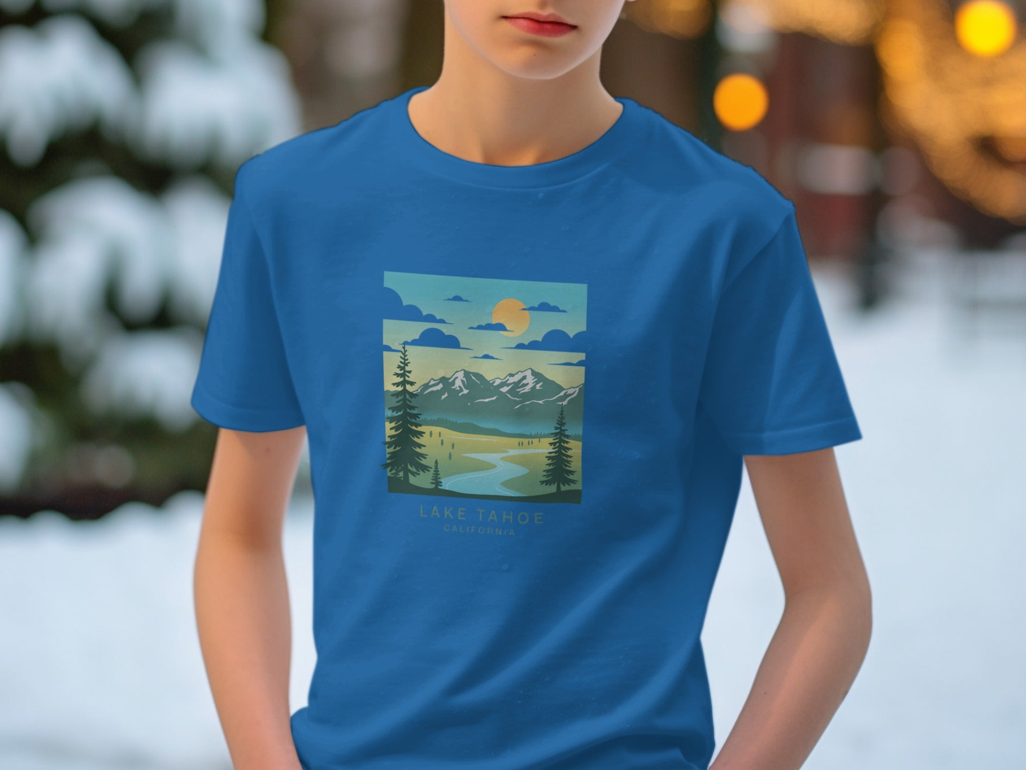 Scenic Lake Tahoe Mountain View Graphic T-Shirt