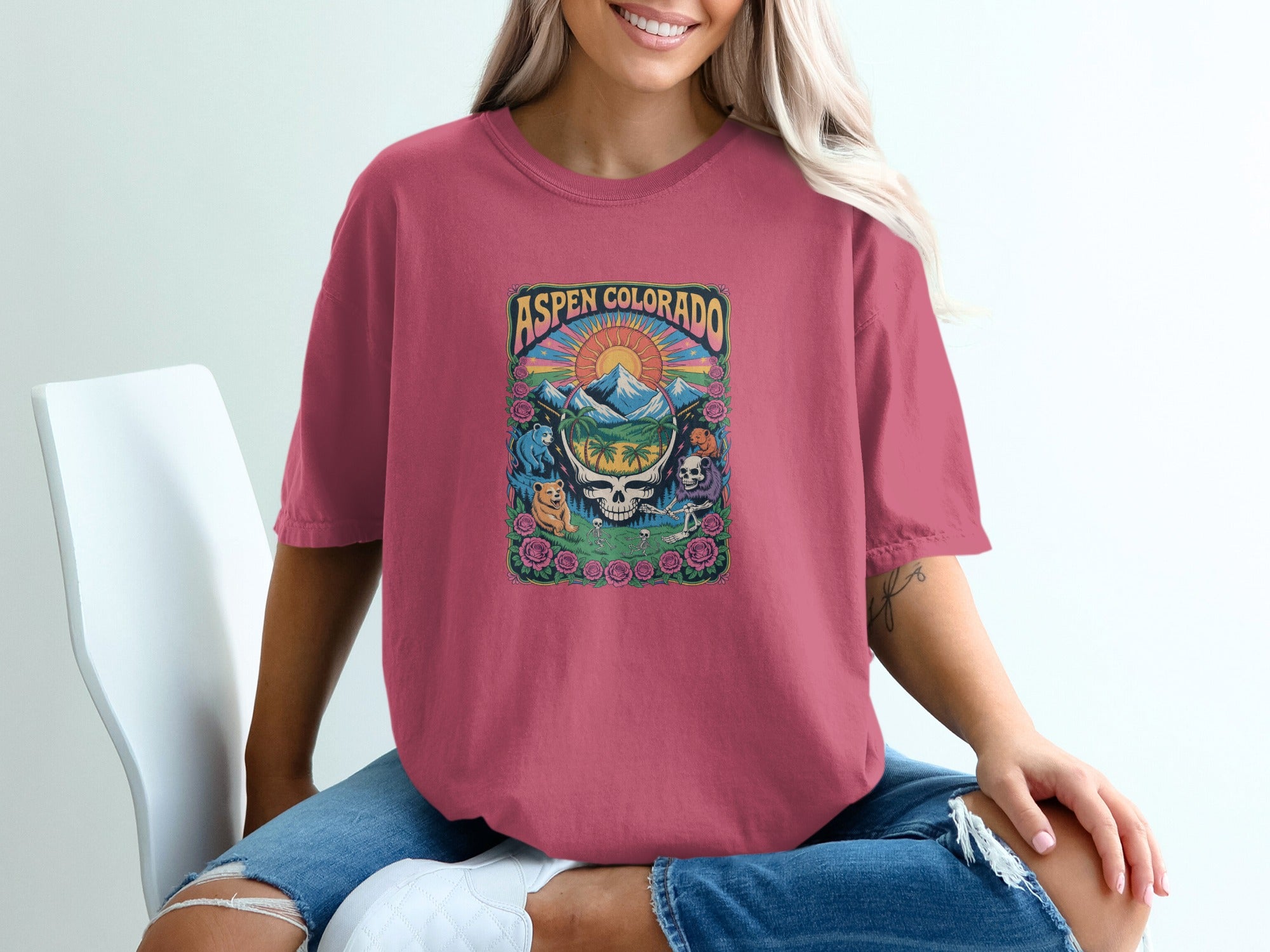 Aspen Colorado Skull Graphic Tee Shirt product