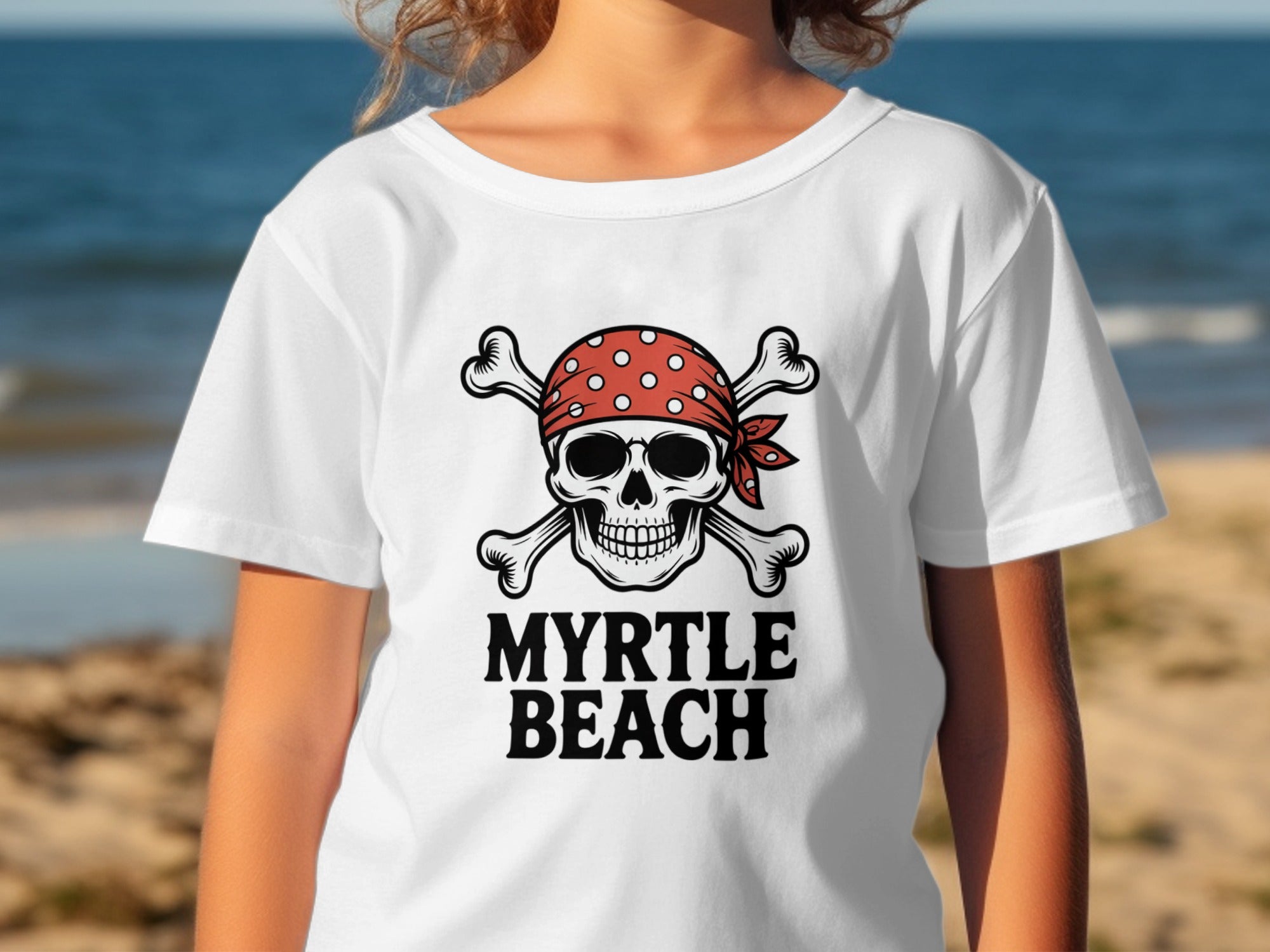 Myrtle Beach Skull with Bandana Graphic T-Shirt product type