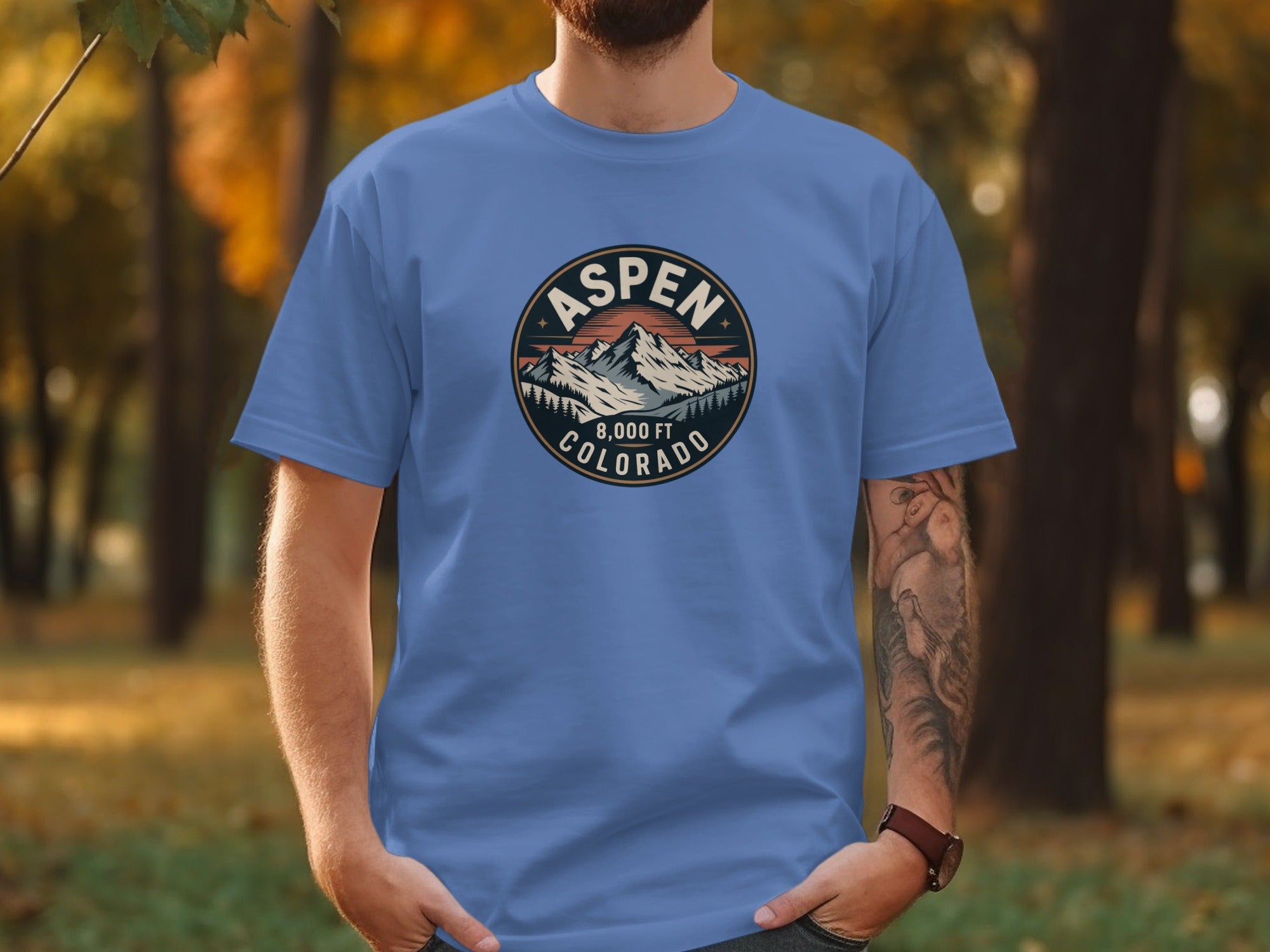 Aspen 8000 FT Colorado Blue Graphic T-Shirt product type